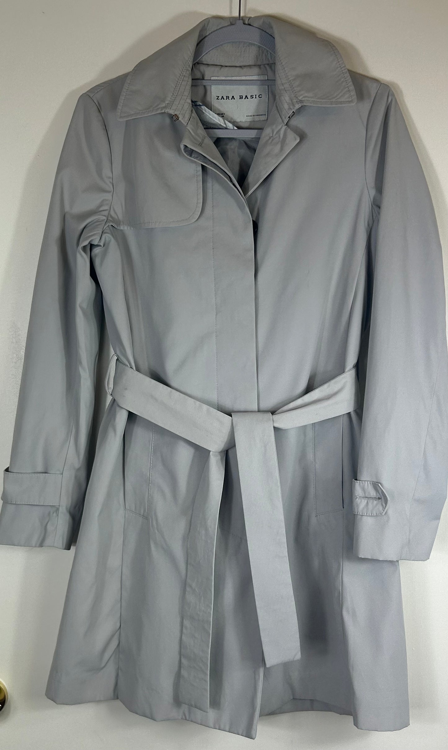 Pale Grey ZARA Basics Knee Length Trench Coat