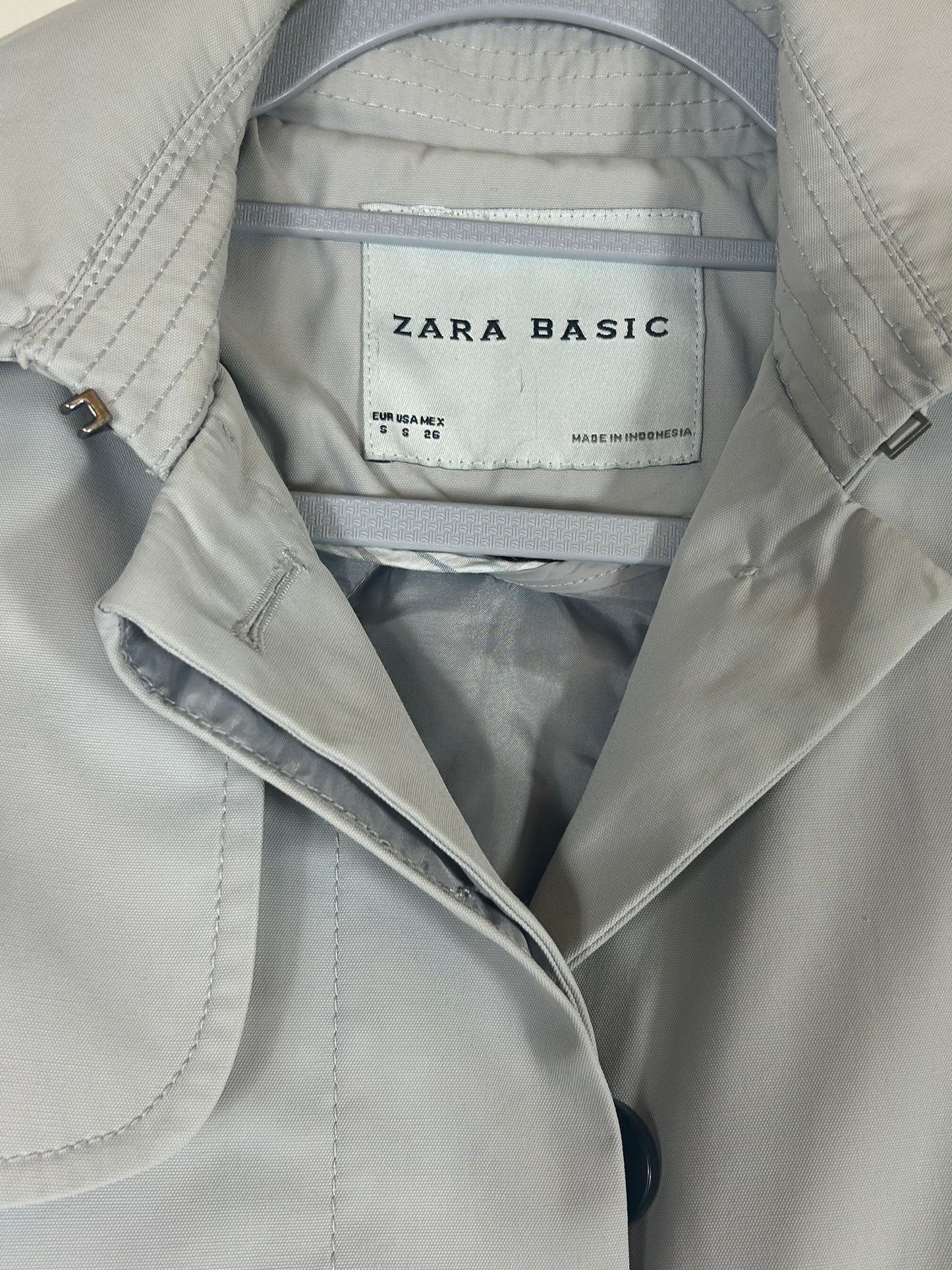 Pale Grey ZARA Basics Knee Length Trench Coat