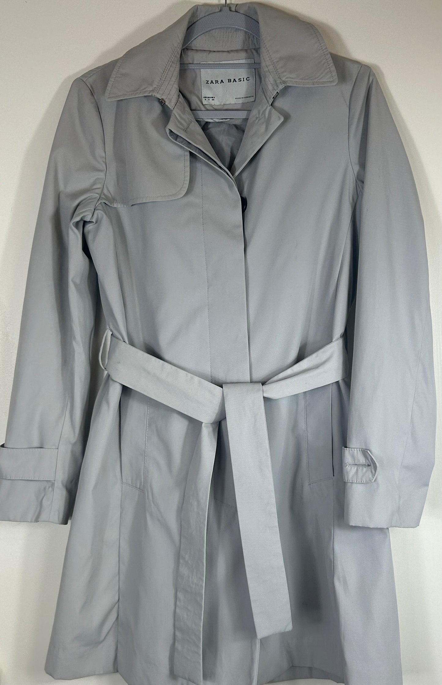 Pale Grey ZARA Basics Knee Length Trench Coat