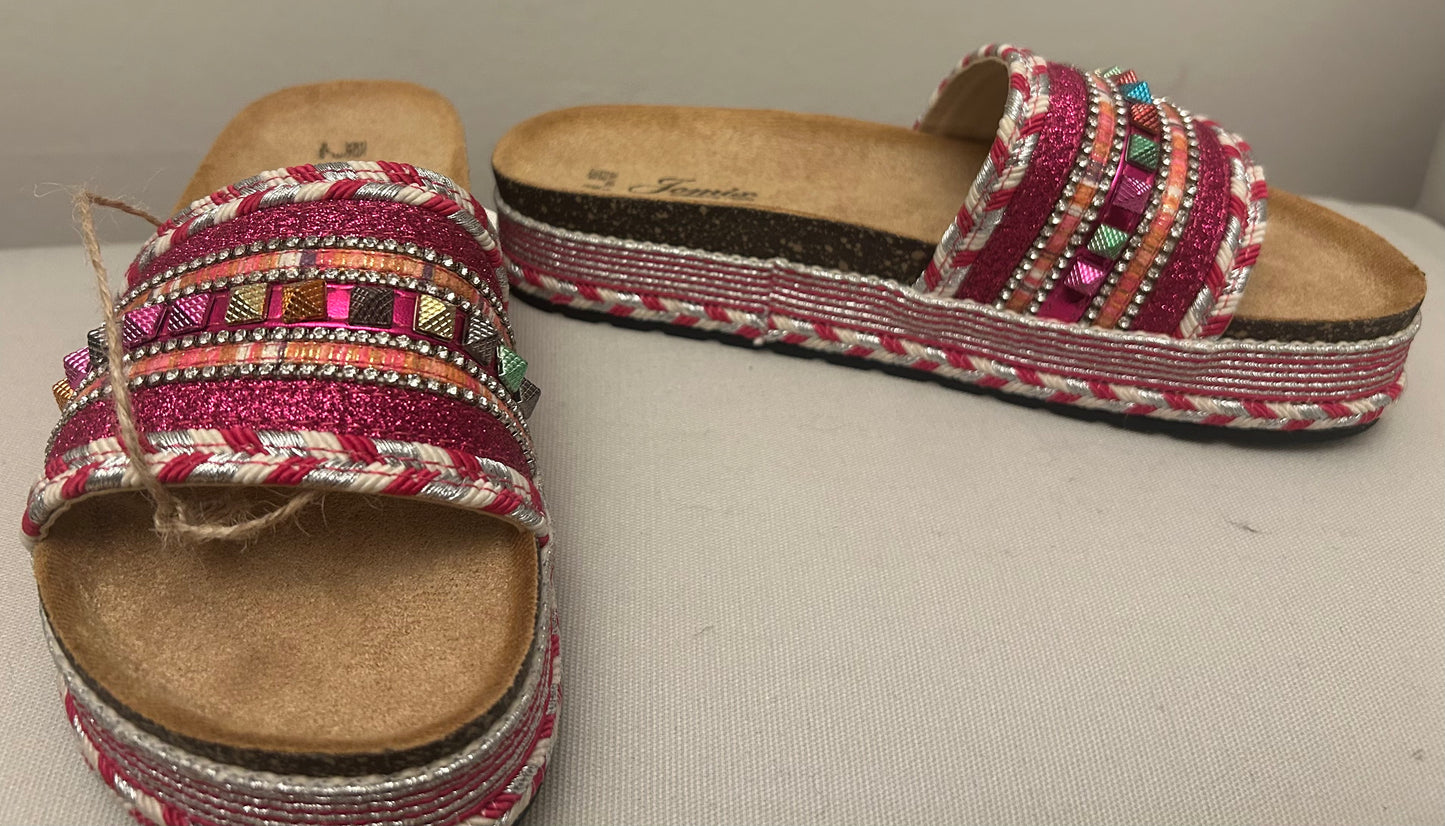 Multi  Coloured Beaded Sandals