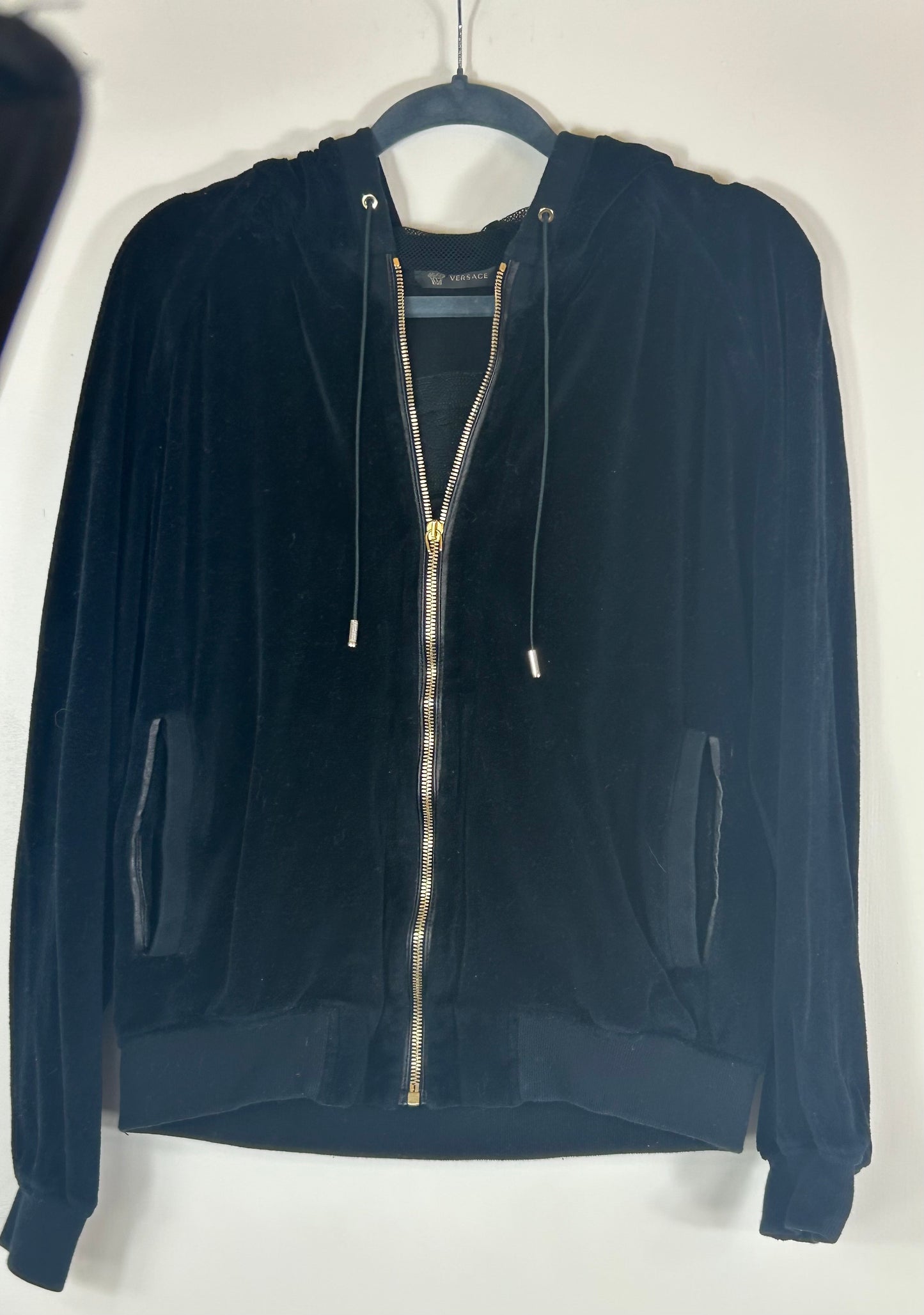 Black VERSACE Velour Hoodie