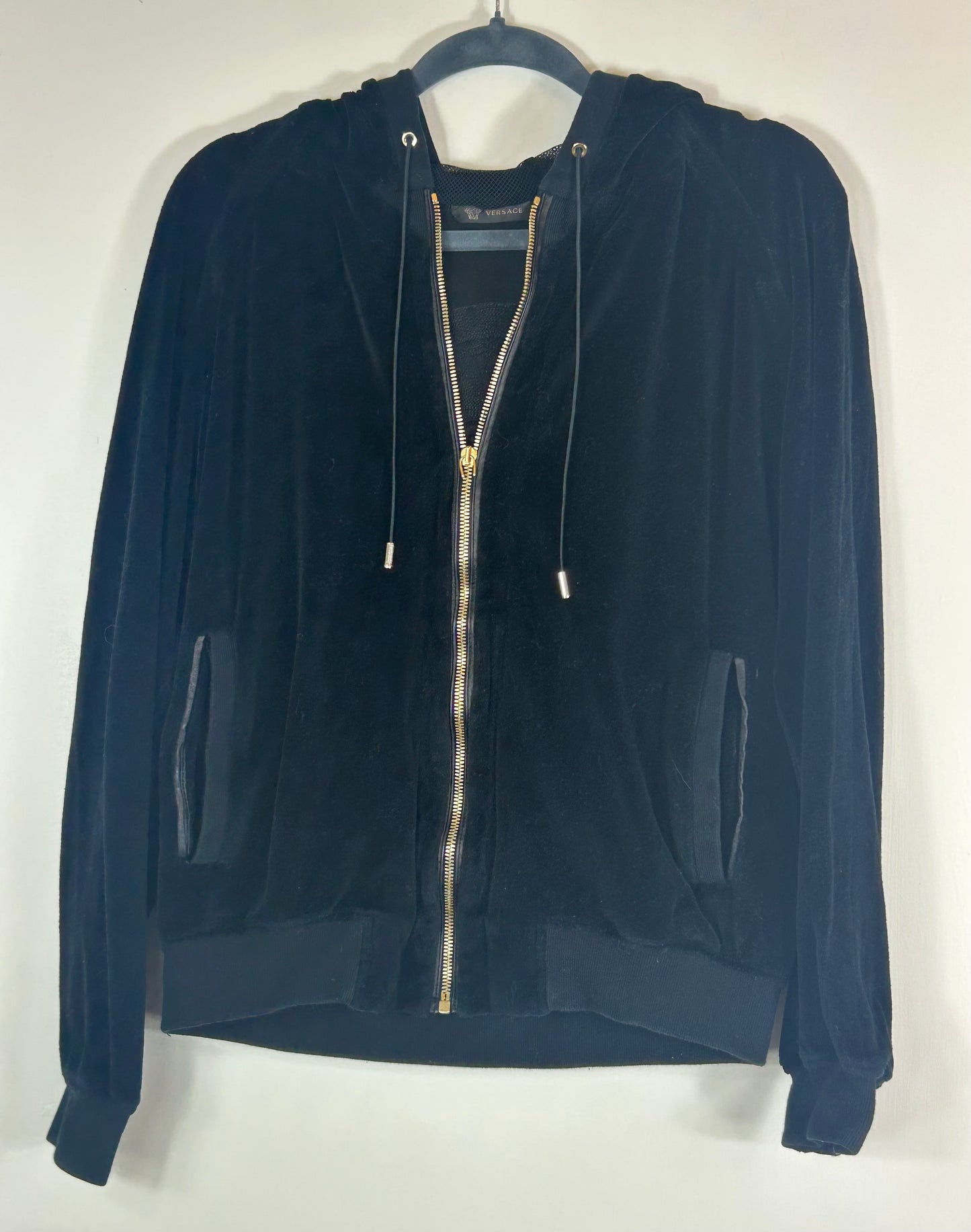 Black VERSACE Velour Hoodie