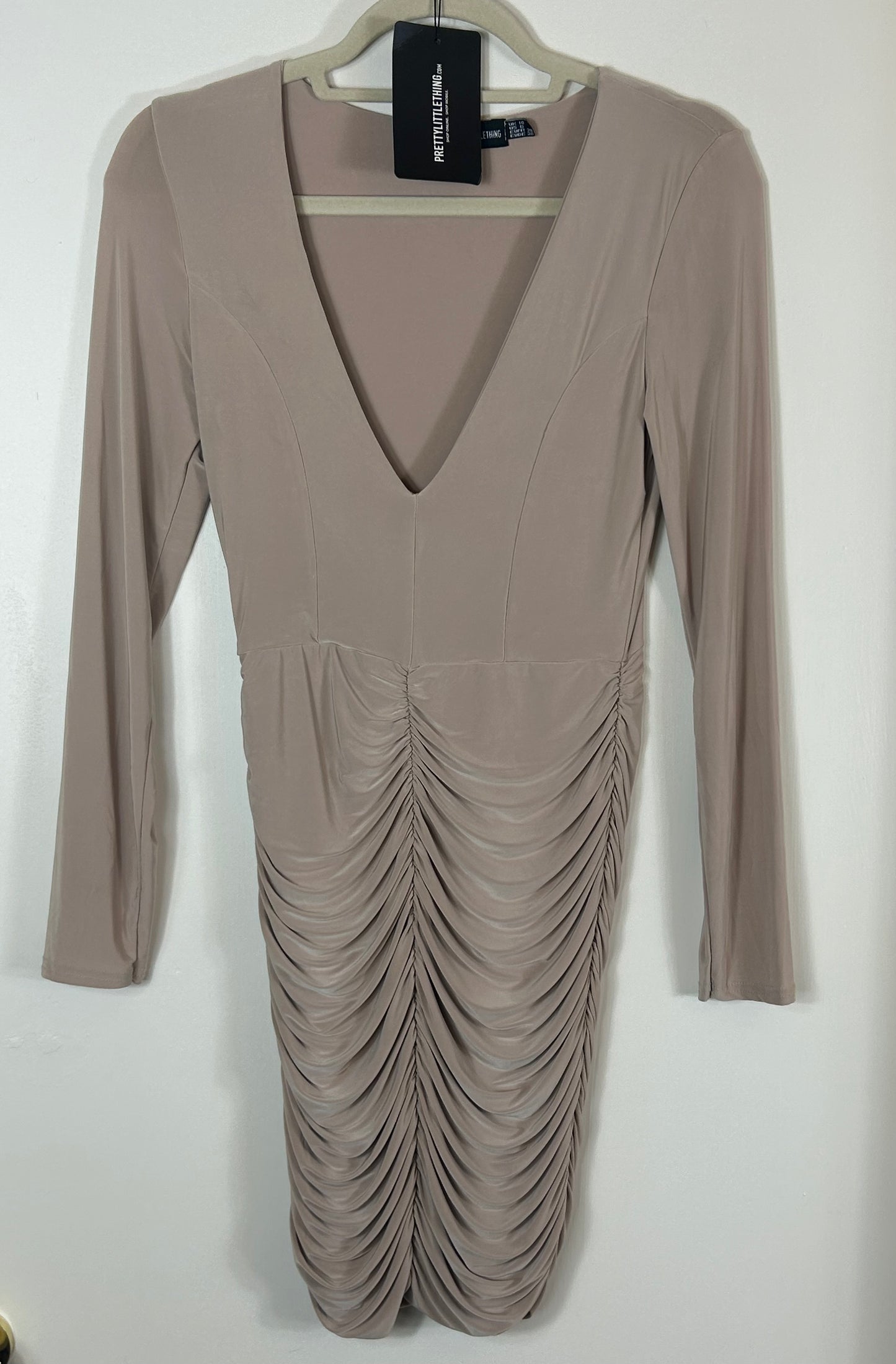 Beige PLT Bodycon Dress