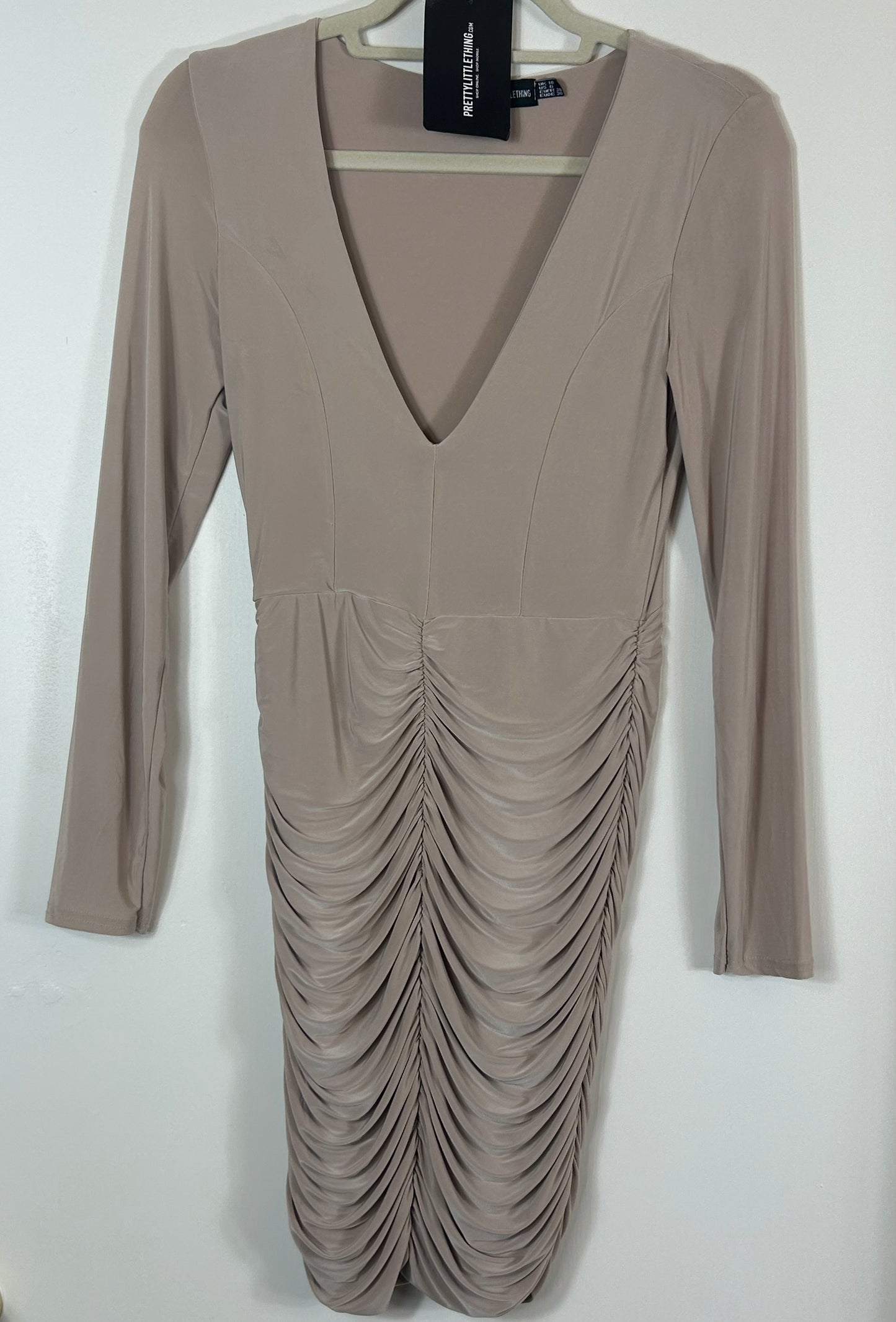 Beige PLT Bodycon Dress