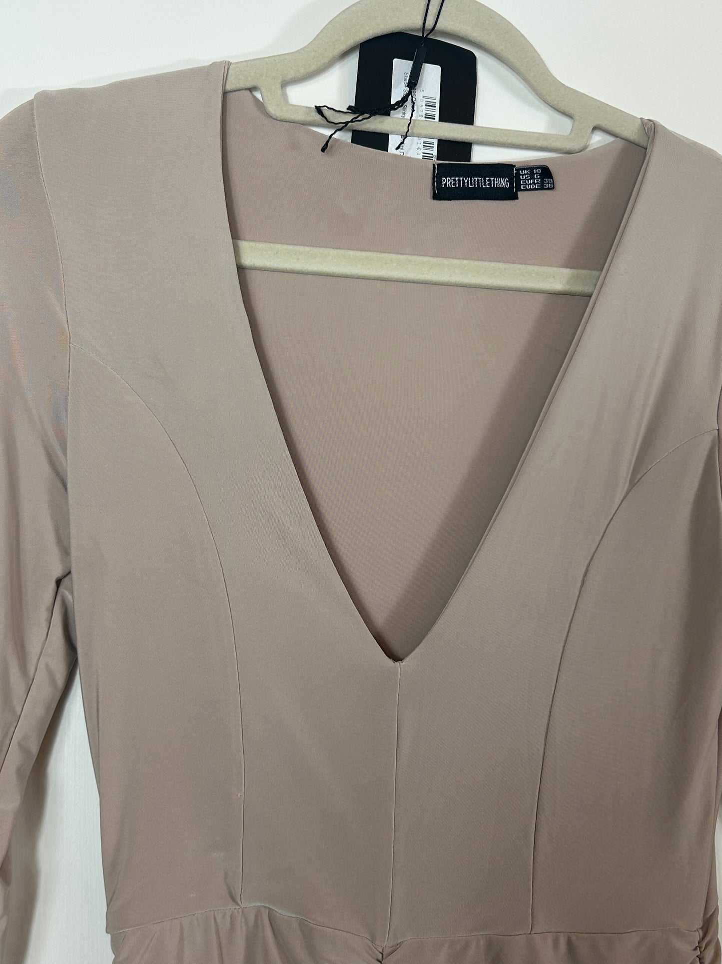 Beige PLT Bodycon Dress