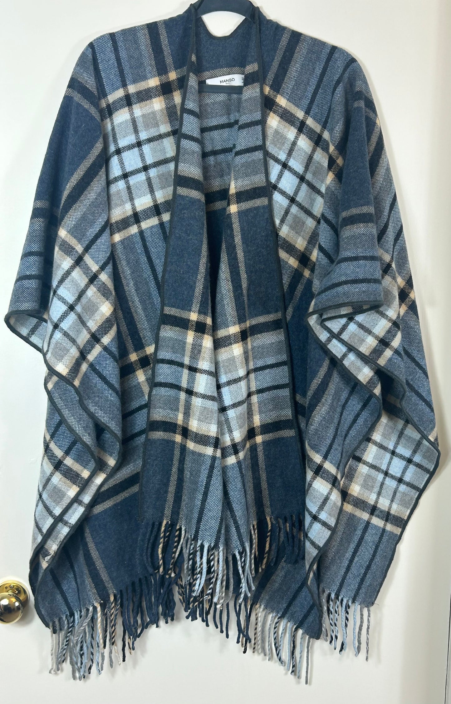 Blue checked mango wrap Jacket