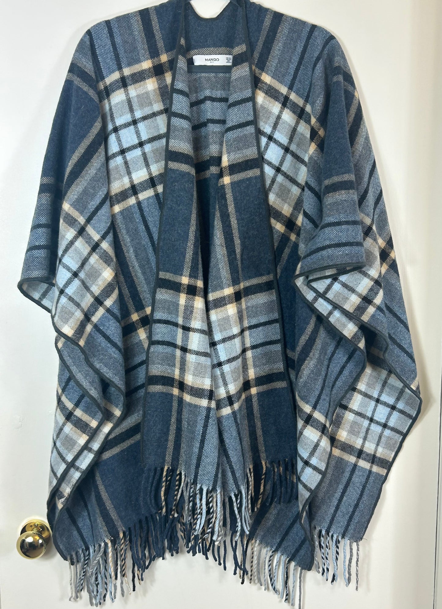 Blue checked mango wrap Jacket