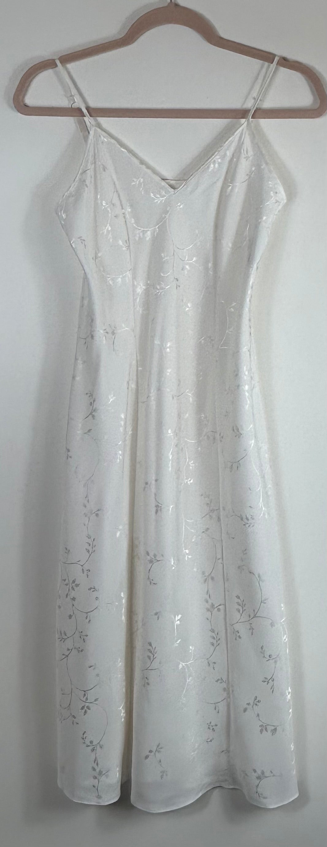 Cream Faux Silk M&as Slip Dress