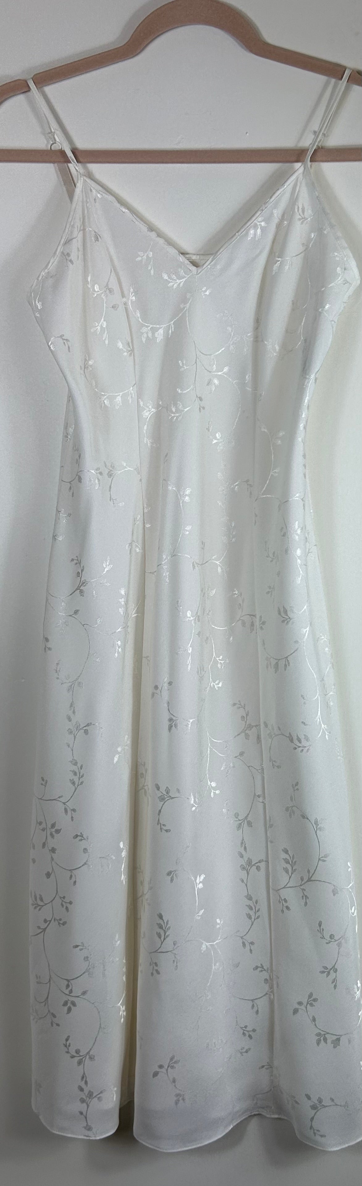 Cream Faux Silk M&as Slip Dress