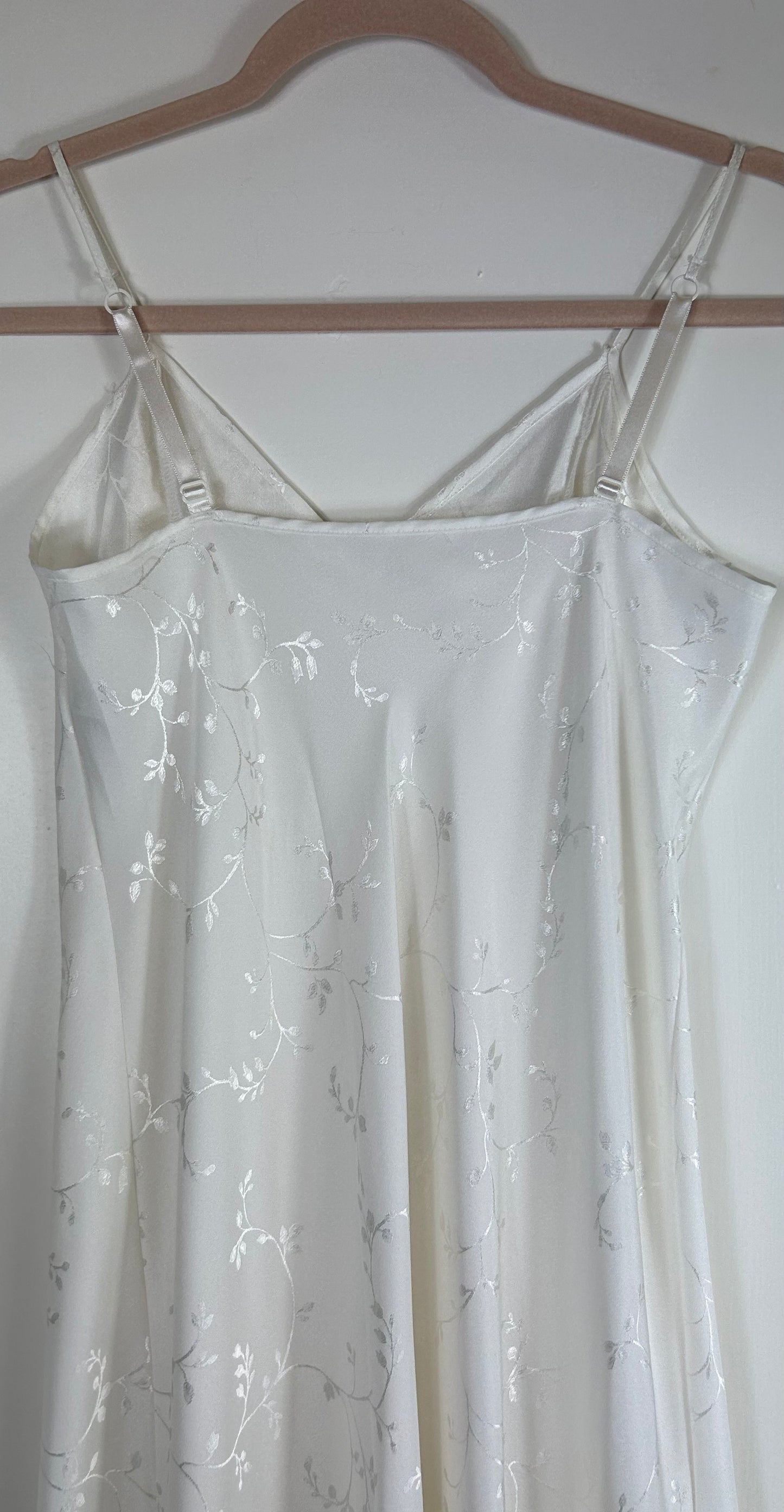 Cream Faux Silk M&as Slip Dress
