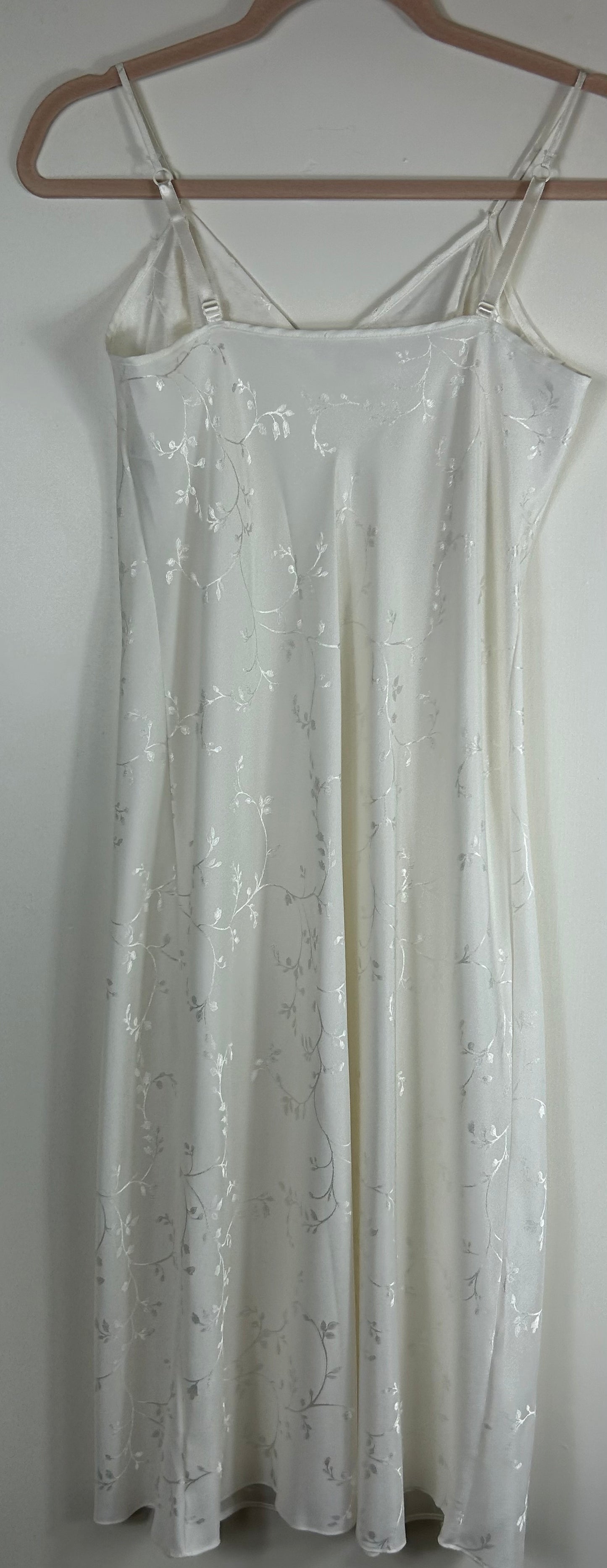 Cream Faux Silk M&as Slip Dress