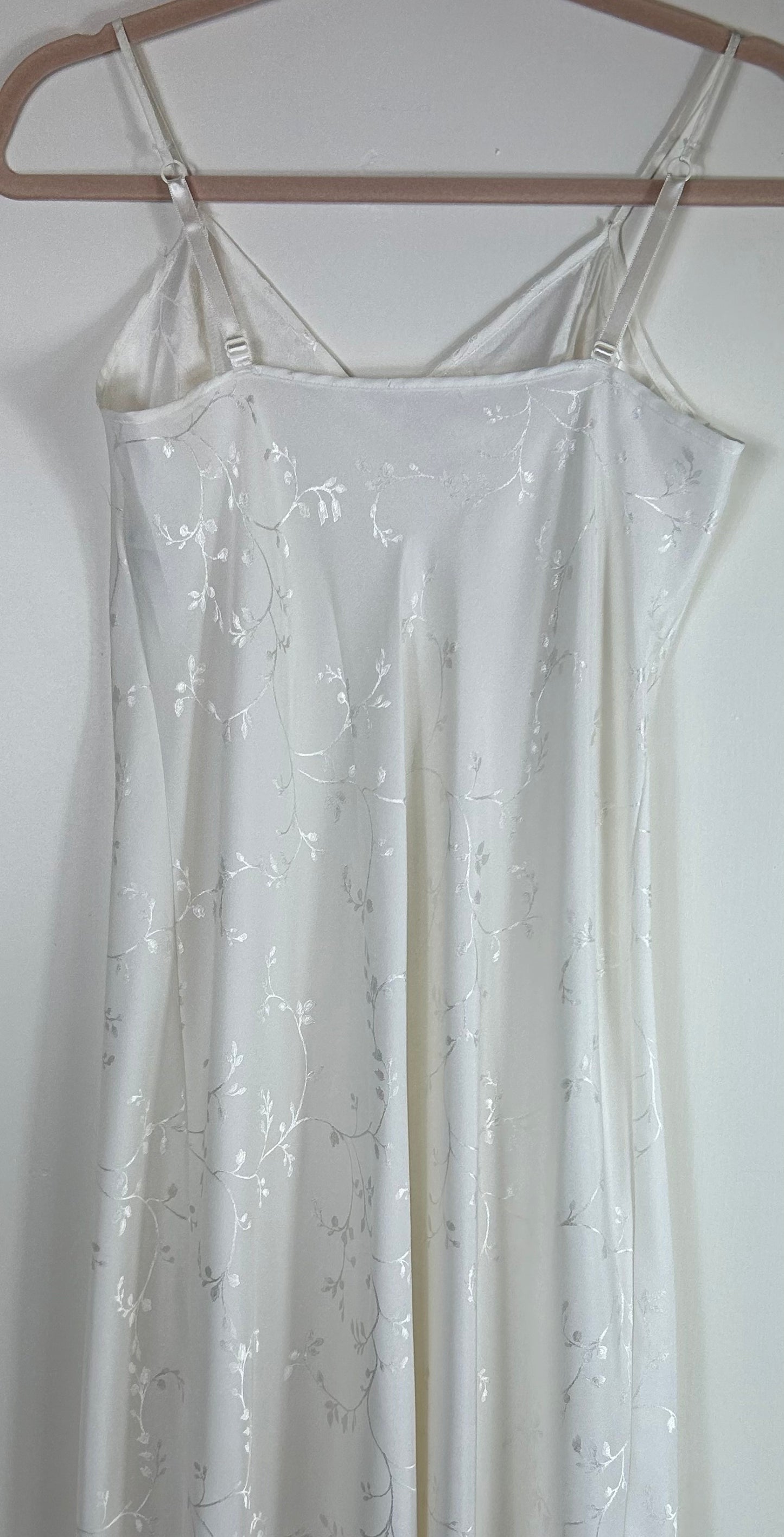 Cream Faux Silk M&as Slip Dress