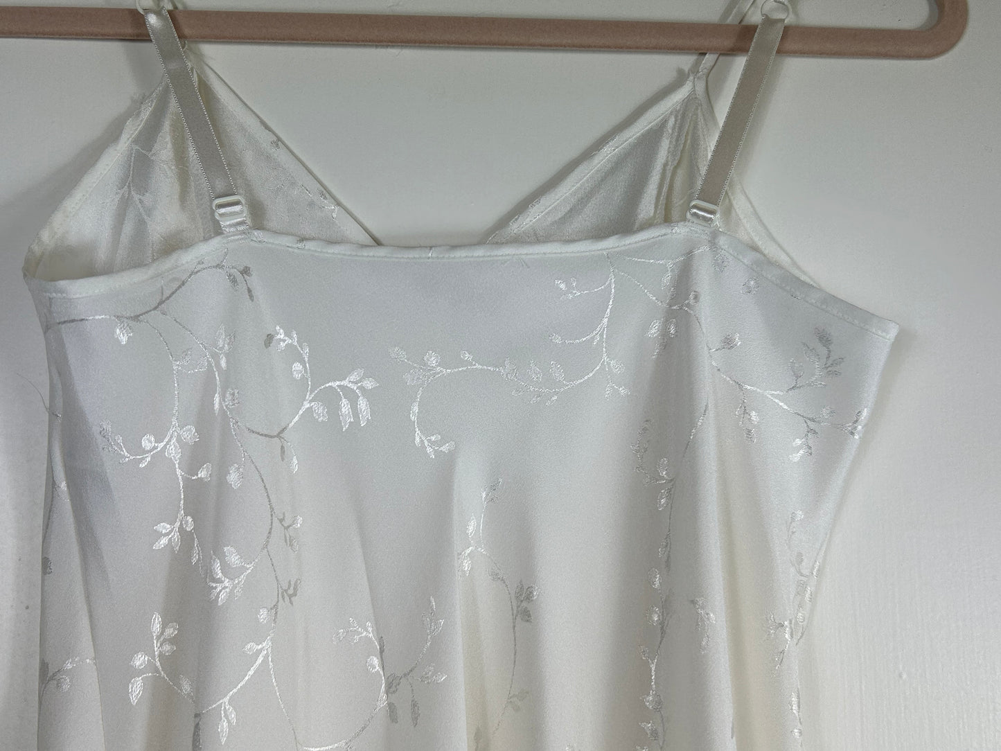 Cream Faux Silk M&as Slip Dress