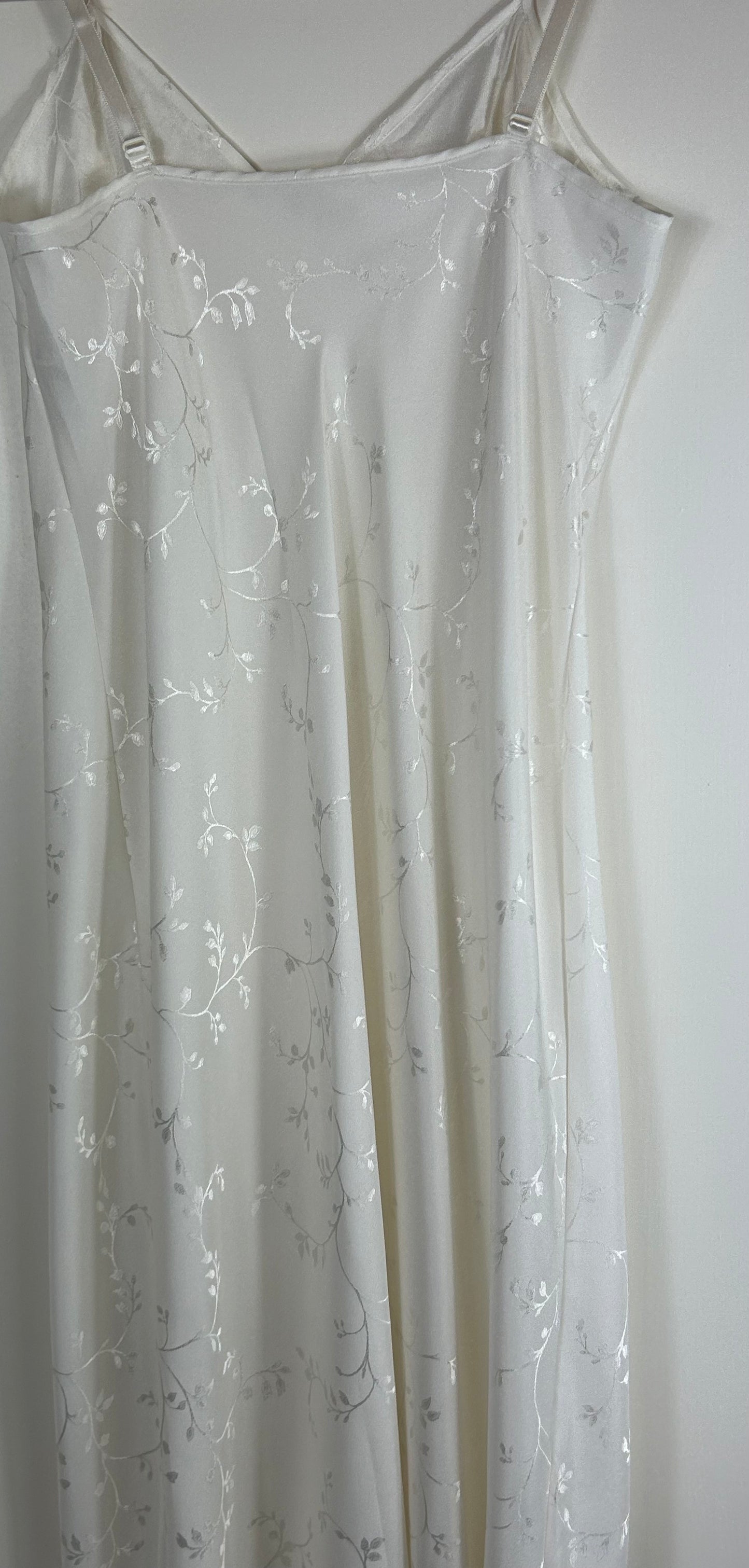 Cream Faux Silk M&as Slip Dress
