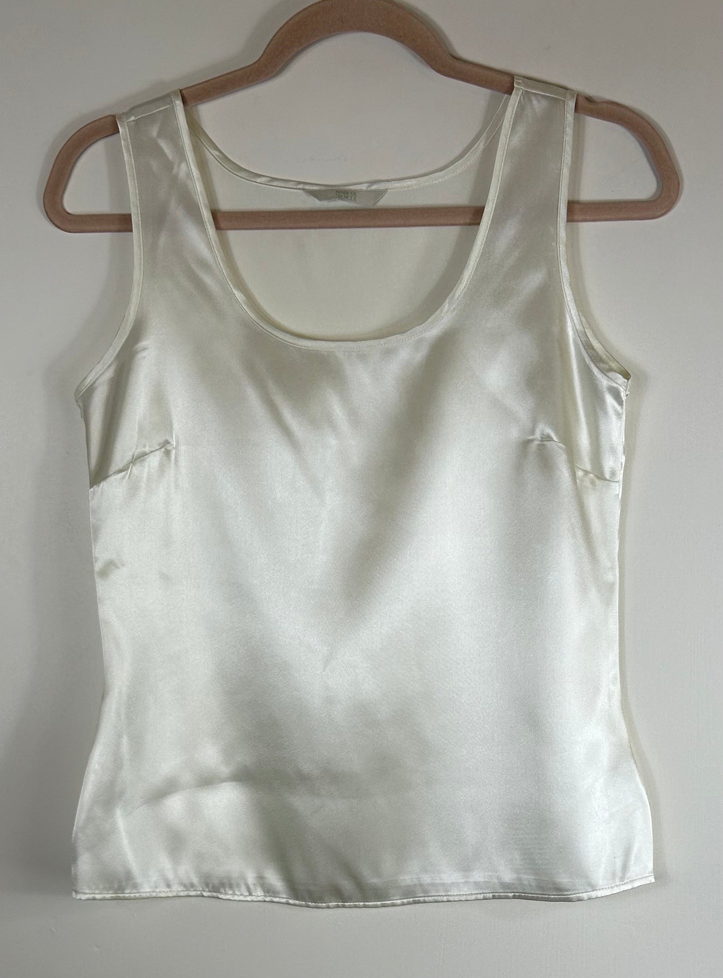 Cream Faux Silk M&as Slip Dress