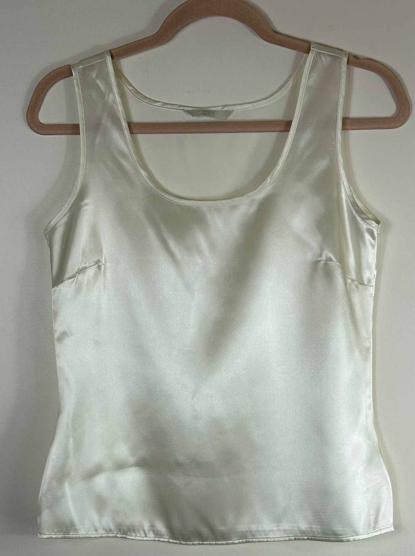 Cream Faux Silk M&as Slip Dress