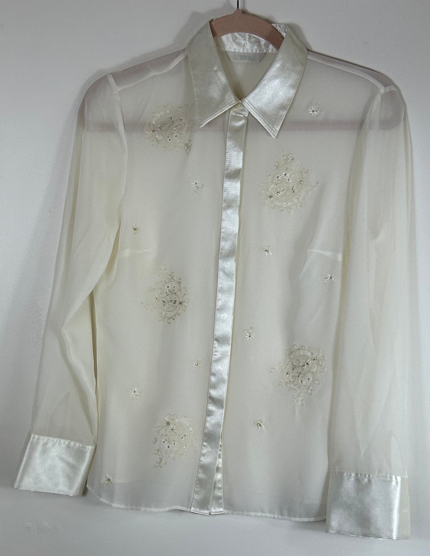 Cream M&S Sheer Blouse