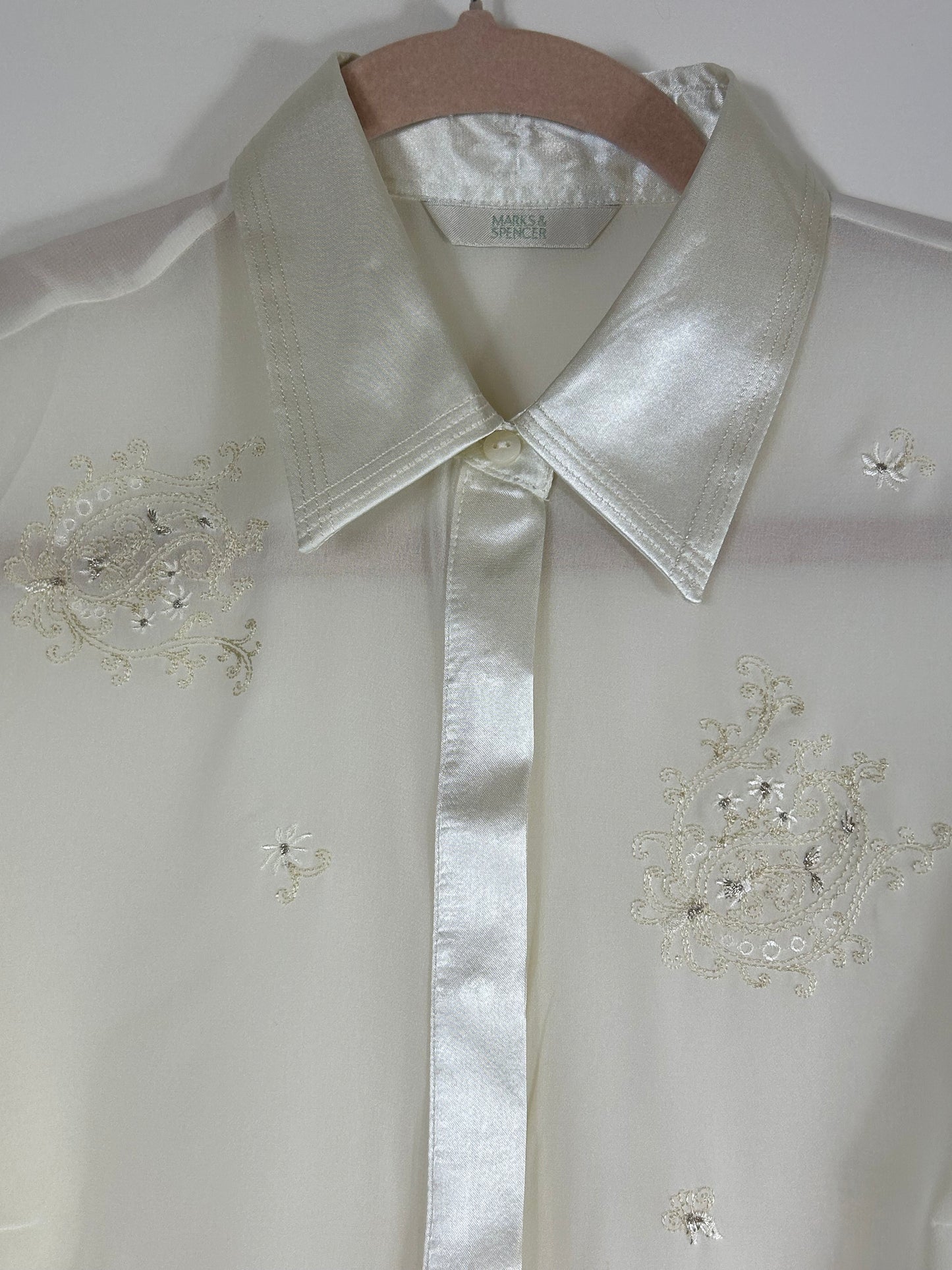 Cream M&S Sheer Blouse