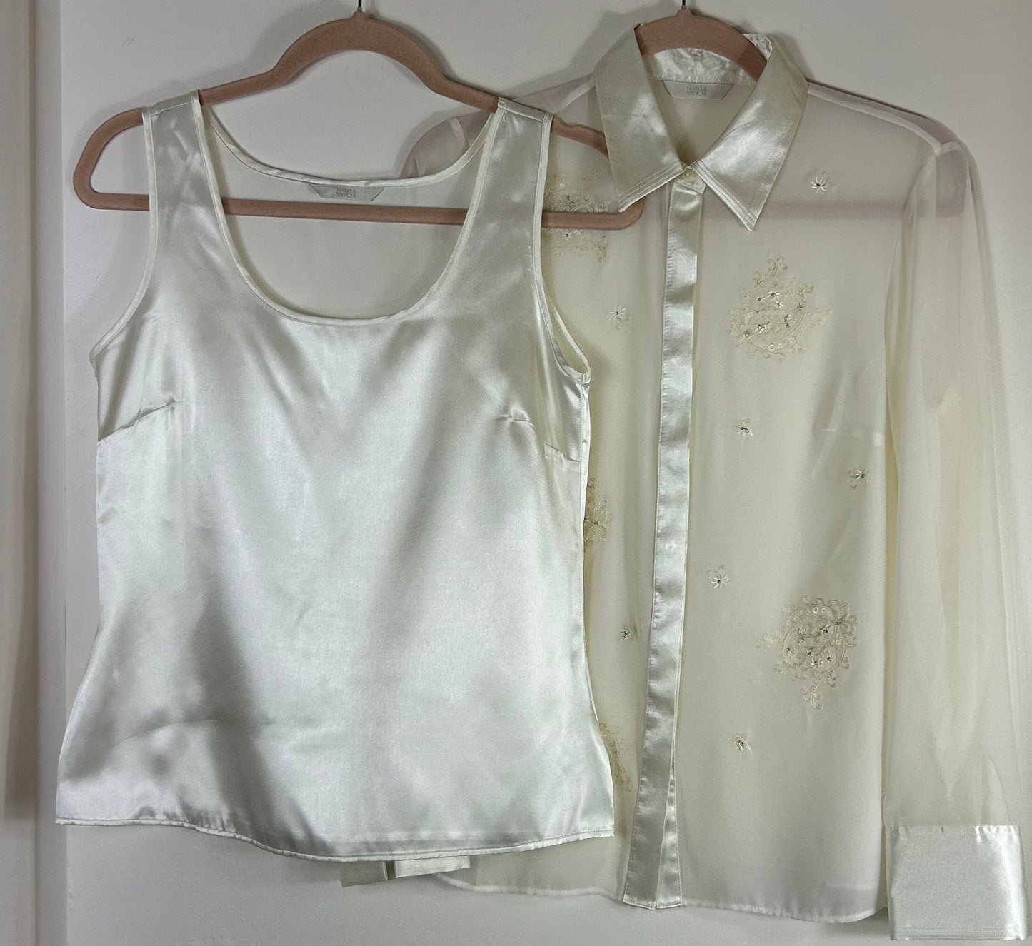 Cream M&S Sheer Blouse