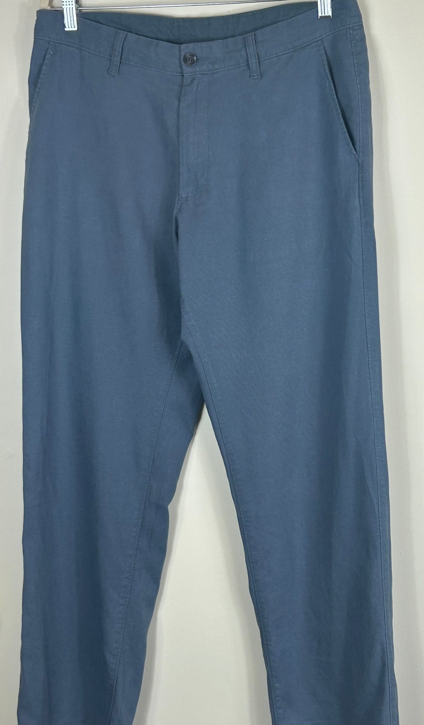 Pale Blue Gents M&S Light Weight Linen Blend Trousers