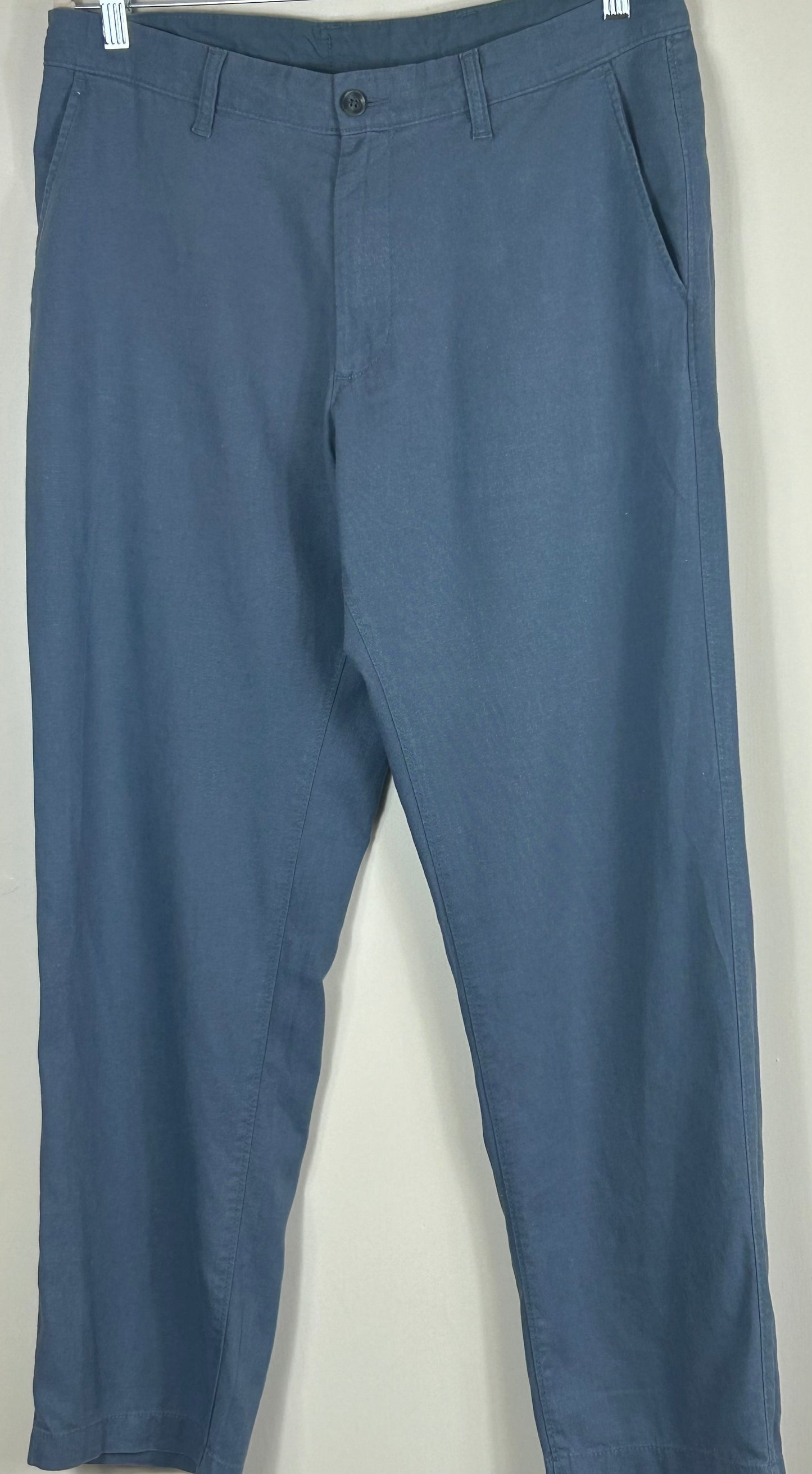 Pale Blue Gents M&S Light Weight Linen Blend Trousers
