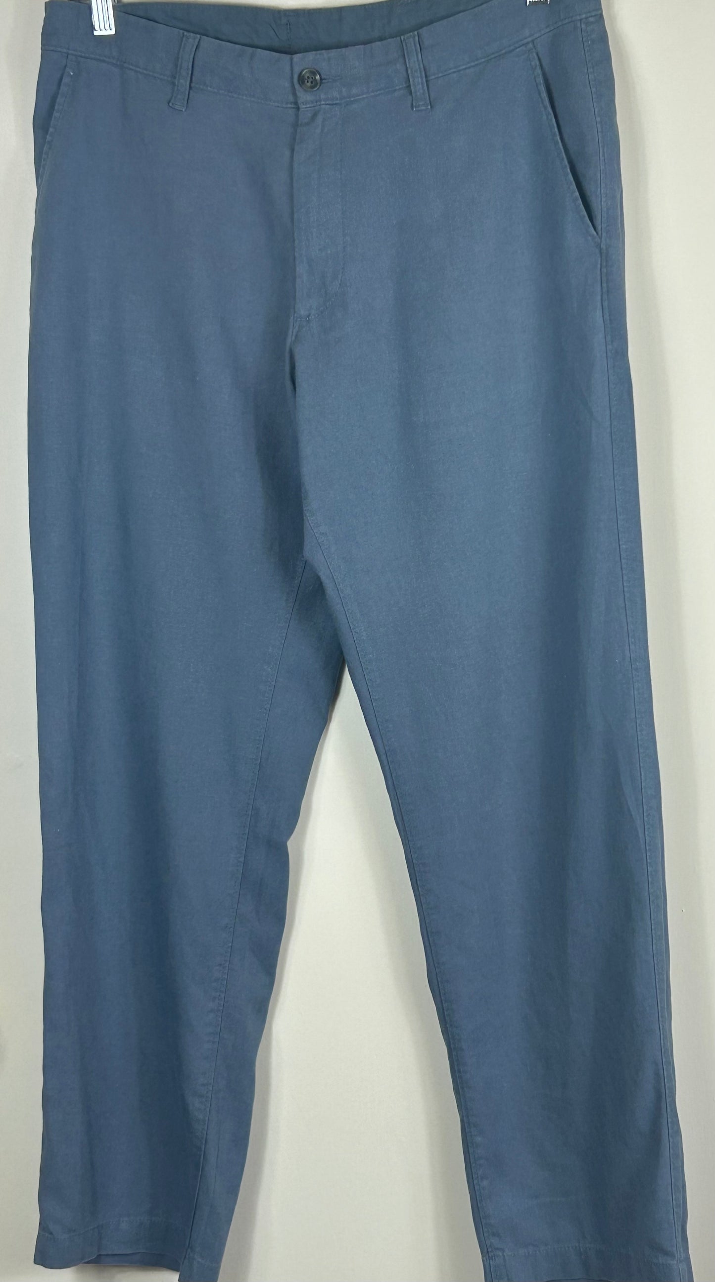 Pale Blue Gents M&S Light Weight Linen Blend Trousers