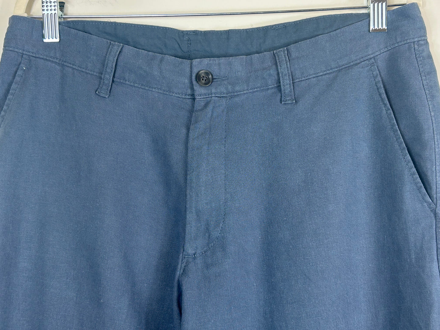 Pale Blue Gents M&S Light Weight Linen Blend Trousers