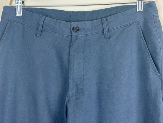 Pale Blue Gents M&S Light Weight Linen Blend Trousers
