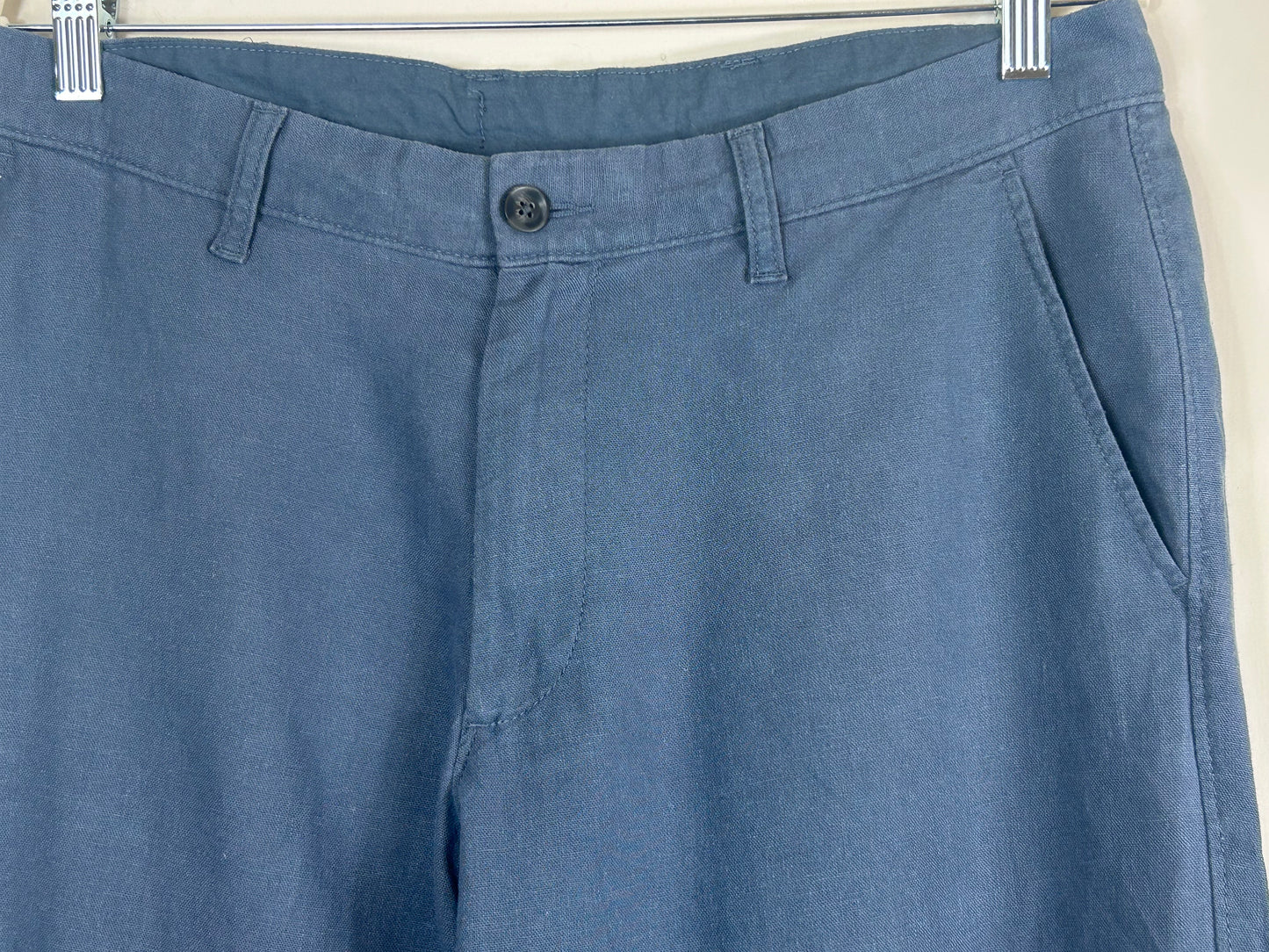Pale Blue Gents M&S Light Weight Linen Blend Trousers