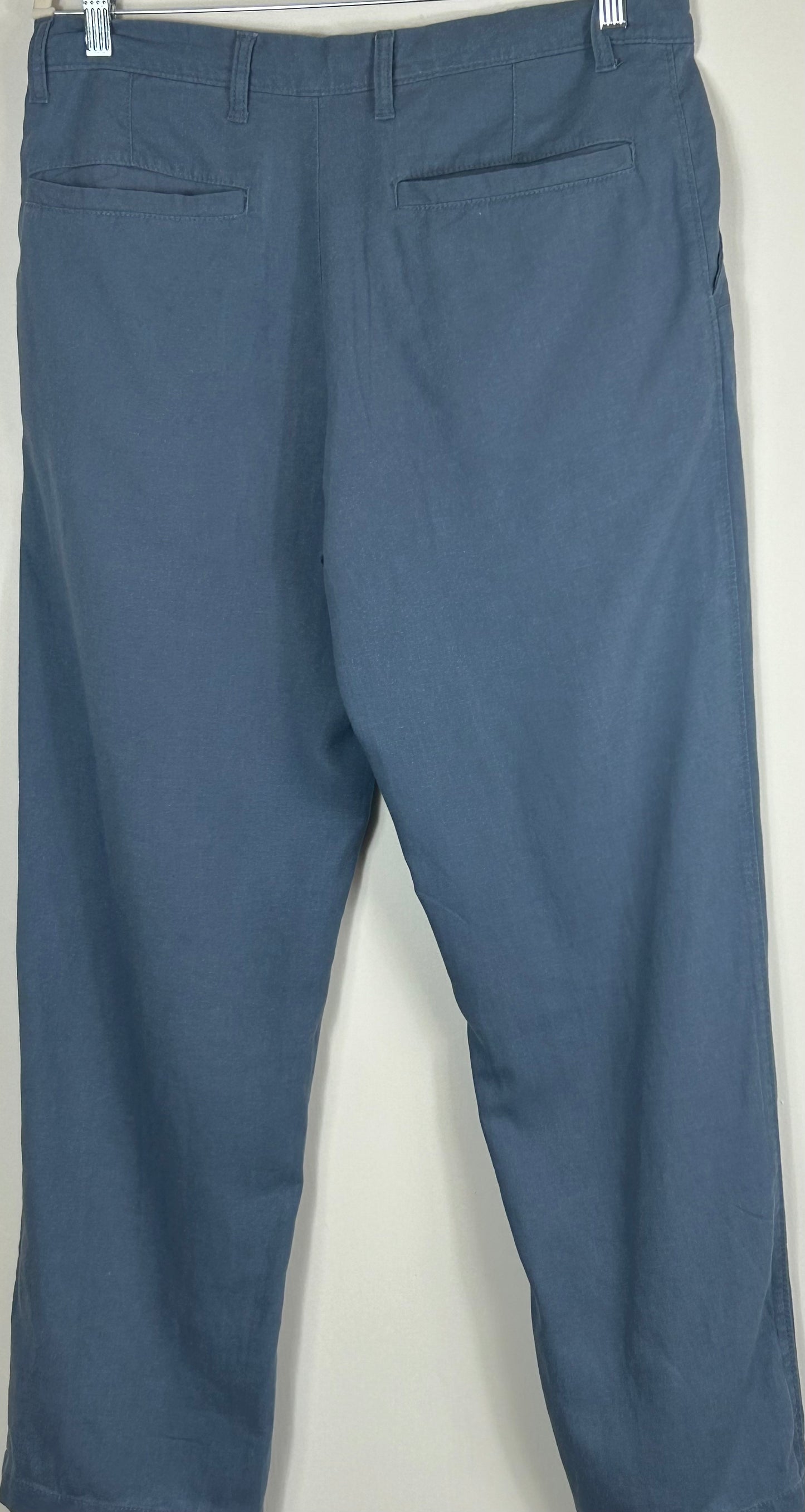 Pale Blue Gents M&S Light Weight Linen Blend Trousers