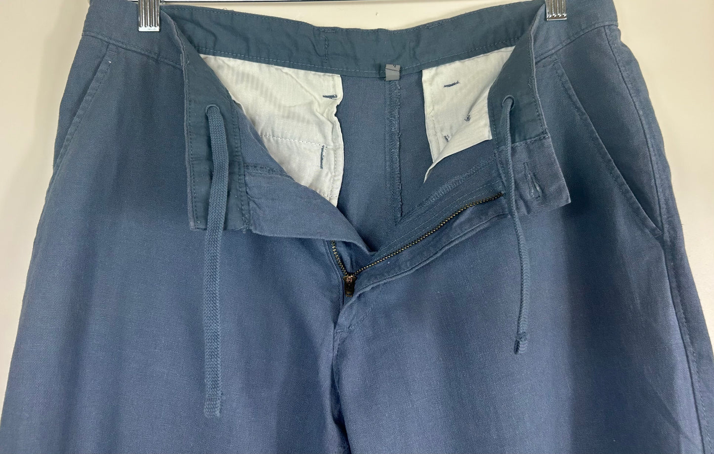 Pale Blue Gents M&S Light Weight Linen Blend Trousers