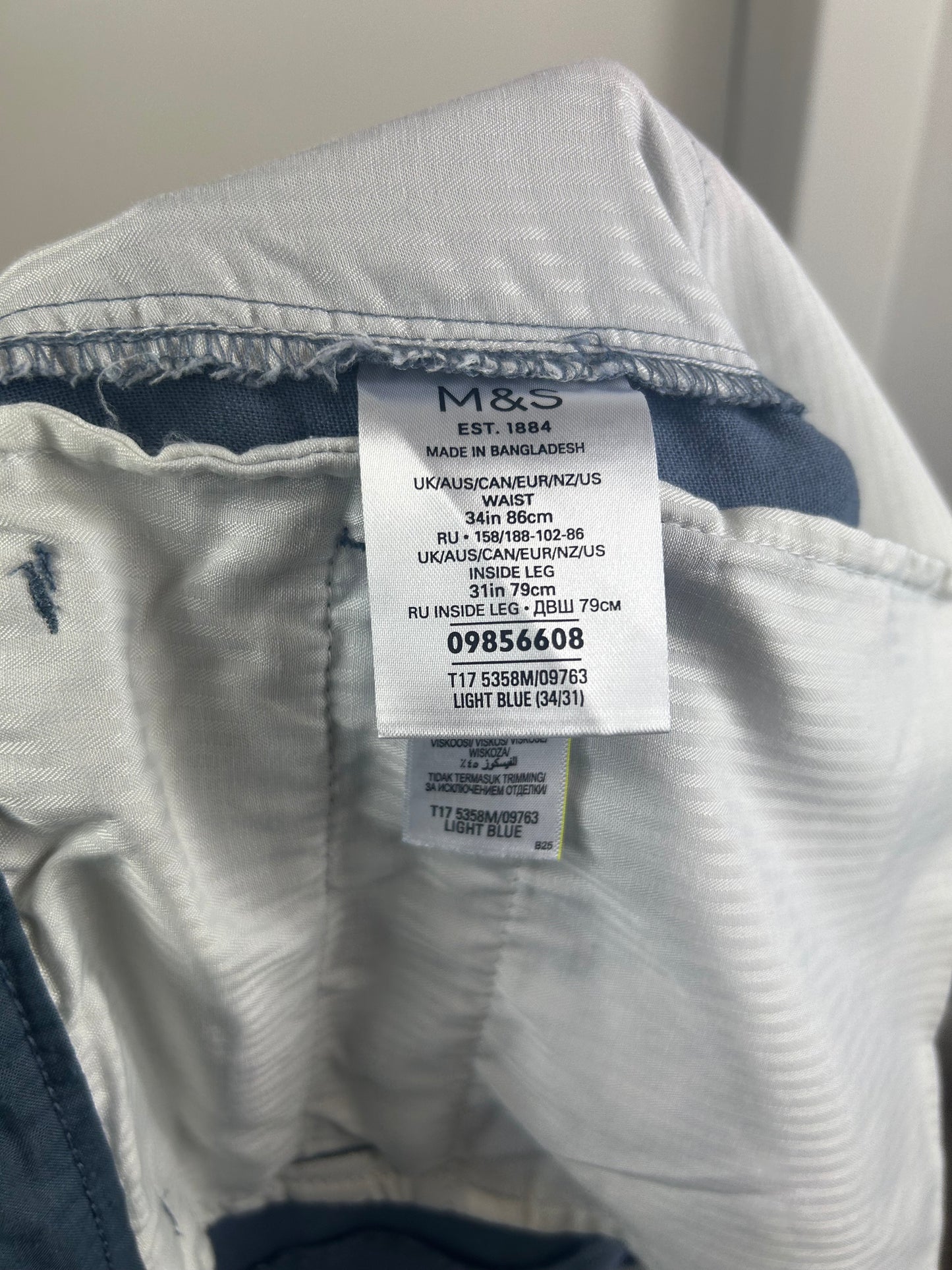 Beige M&S Gents Light Weight Linen Blend Trousers