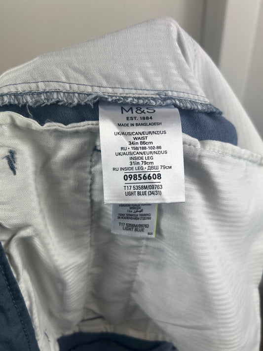 Beige M&S Gents Light Weight Linen Blend Trousers