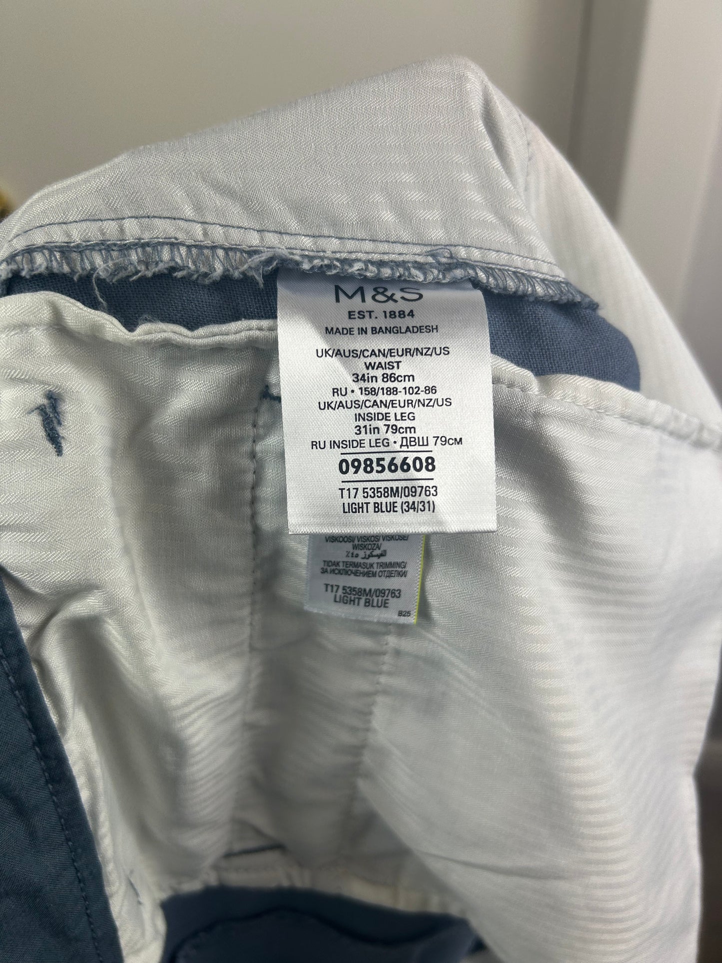 Beige M&S Gents Light Weight Linen Blend Trousers