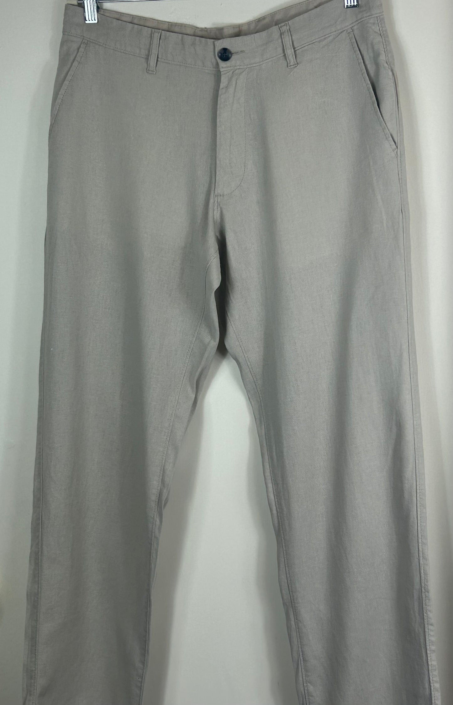Beige M&S Gents Light Weight Linen Blend Trousers