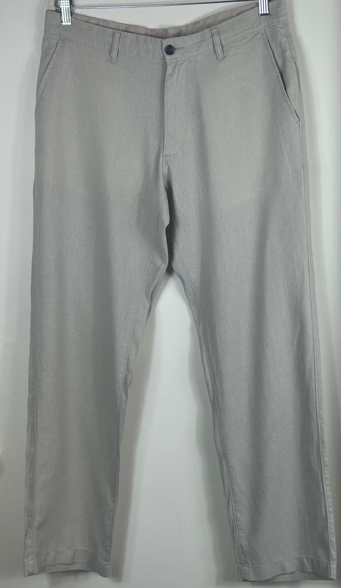 Beige M&S Gents Light Weight Linen Blend Trousers