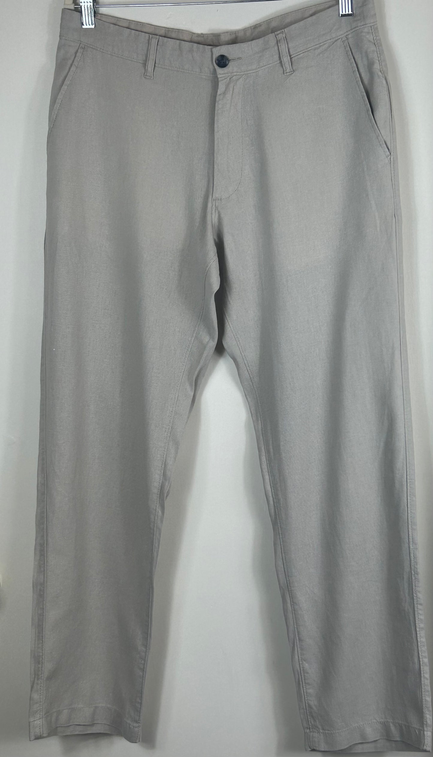 Beige M&S Gents Light Weight Linen Blend Trousers