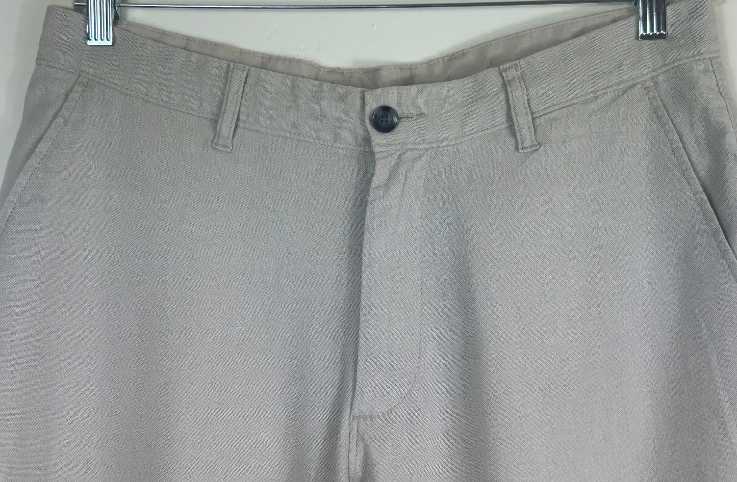 Beige M&S Gents Light Weight Linen Blend Trousers
