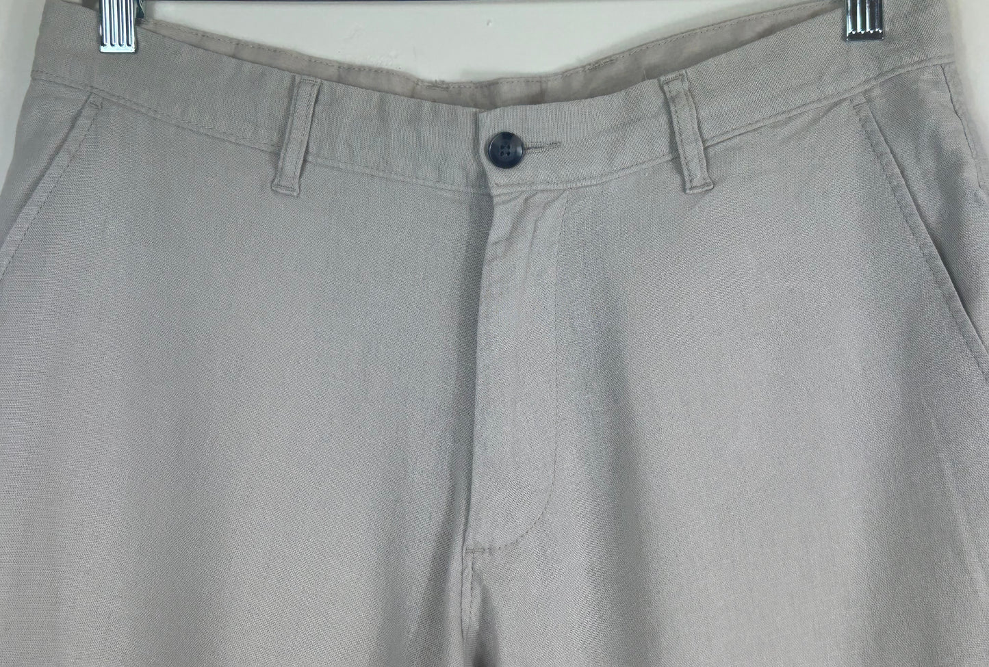 Beige M&S Gents Light Weight Linen Blend Trousers