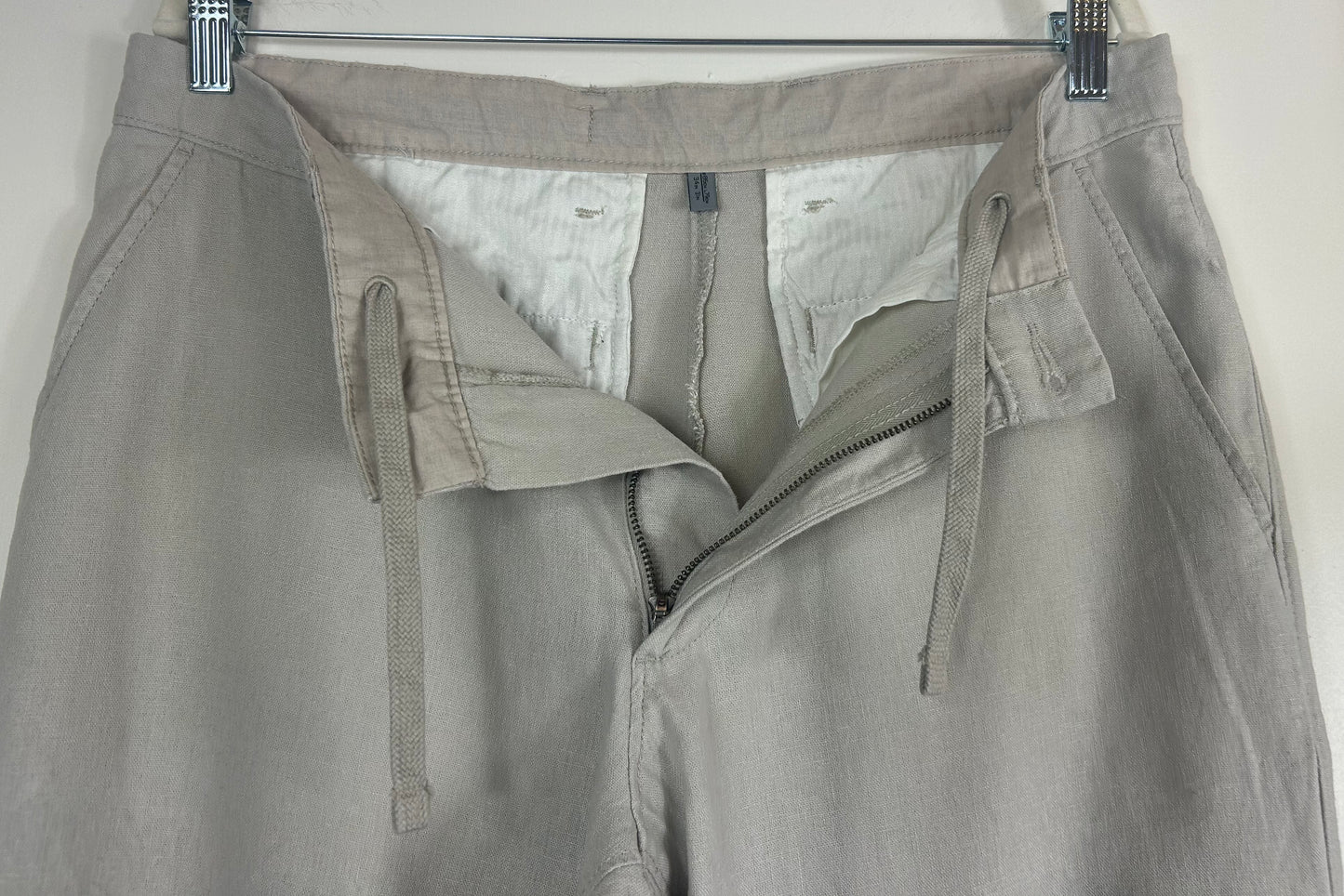 Beige M&S Gents Light Weight Linen Blend Trousers