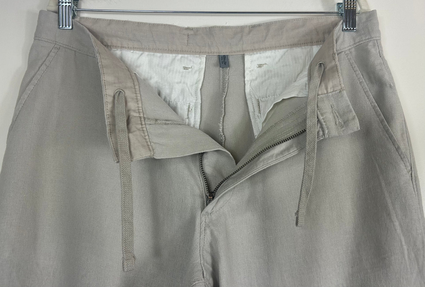 Beige M&S Gents Light Weight Linen Blend Trousers