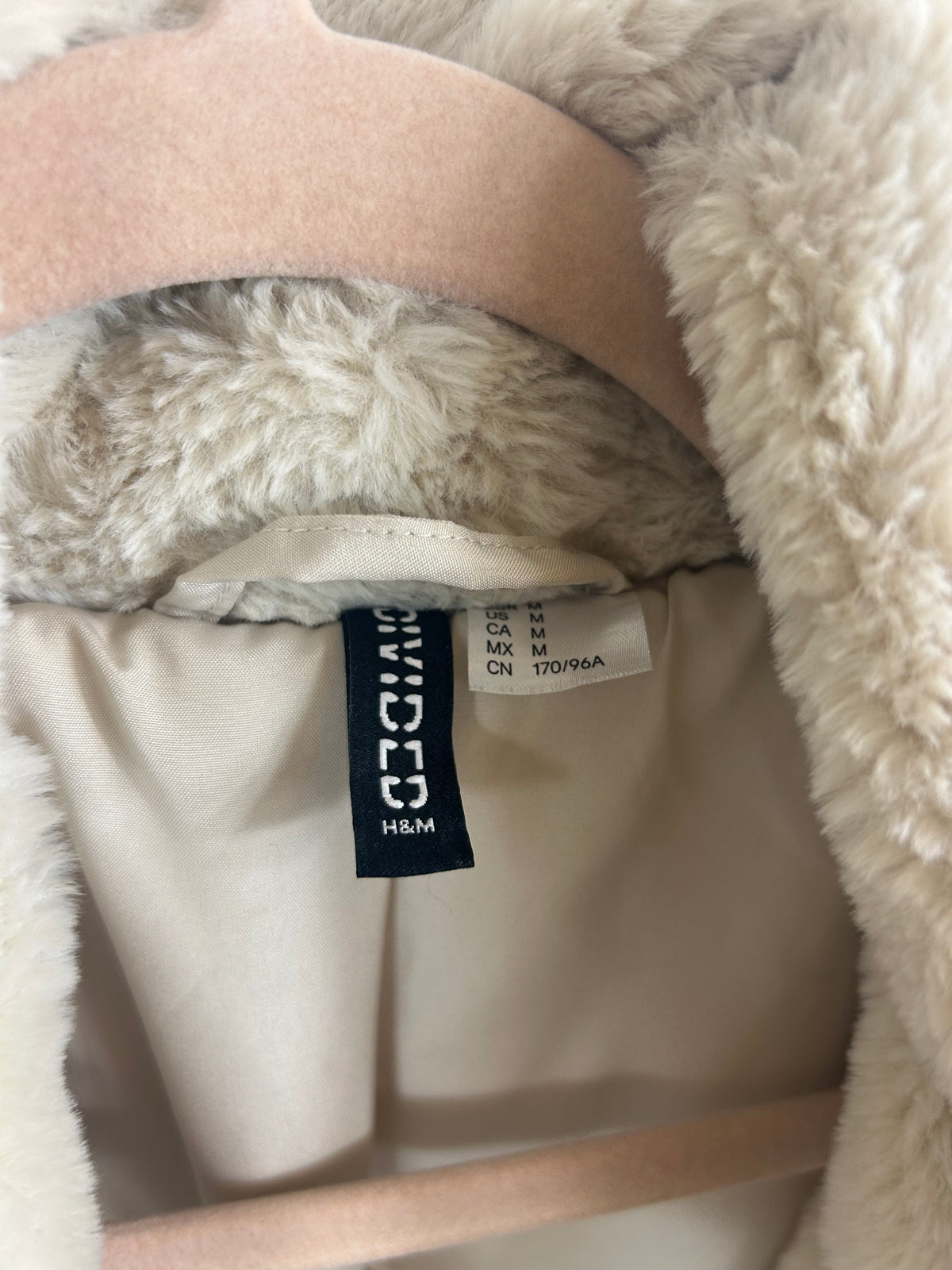 Cream H&M Faux Fur Jacket/Coat
