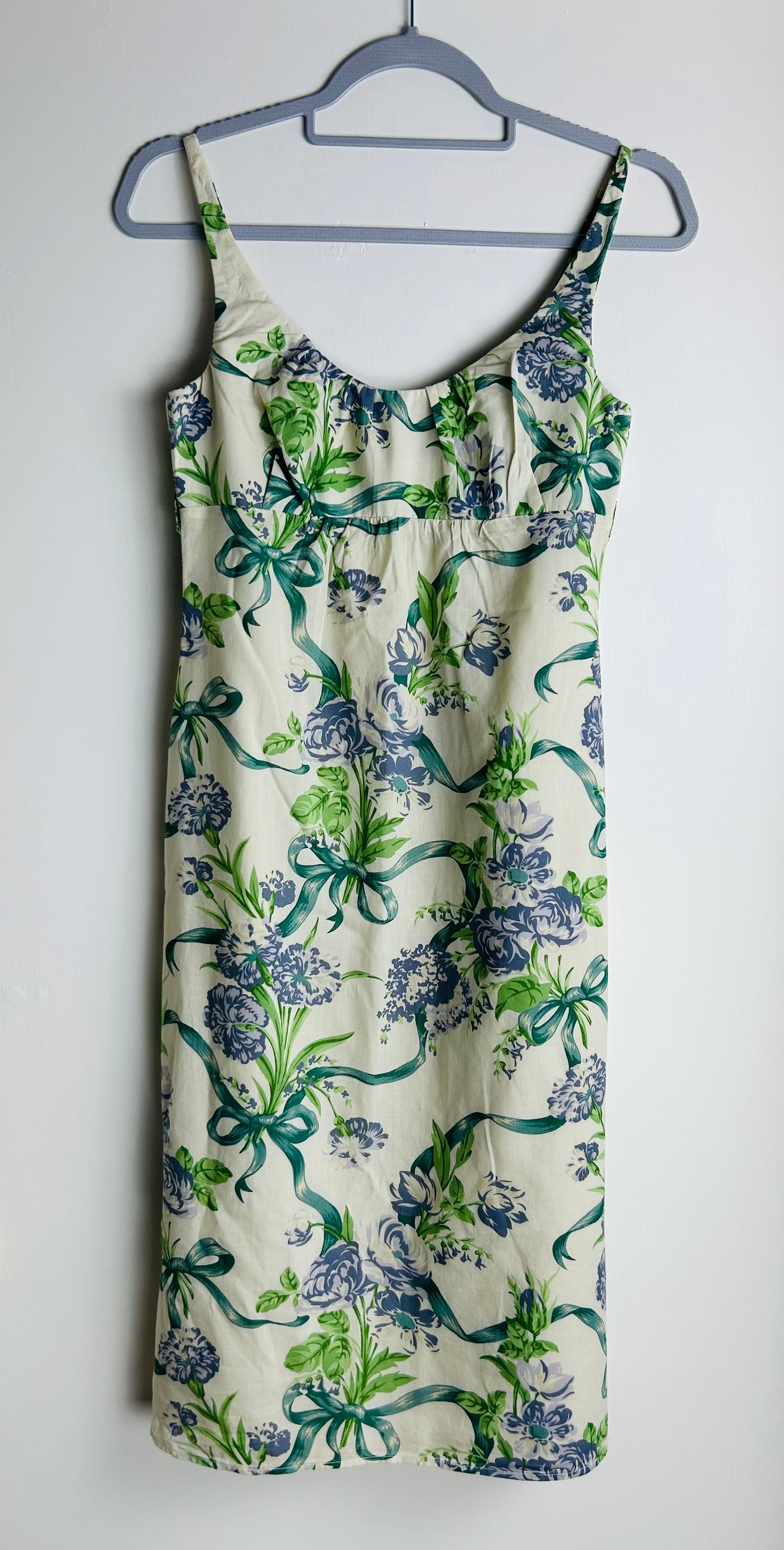 Cream, Green & Lilac Sleeveless Dress
