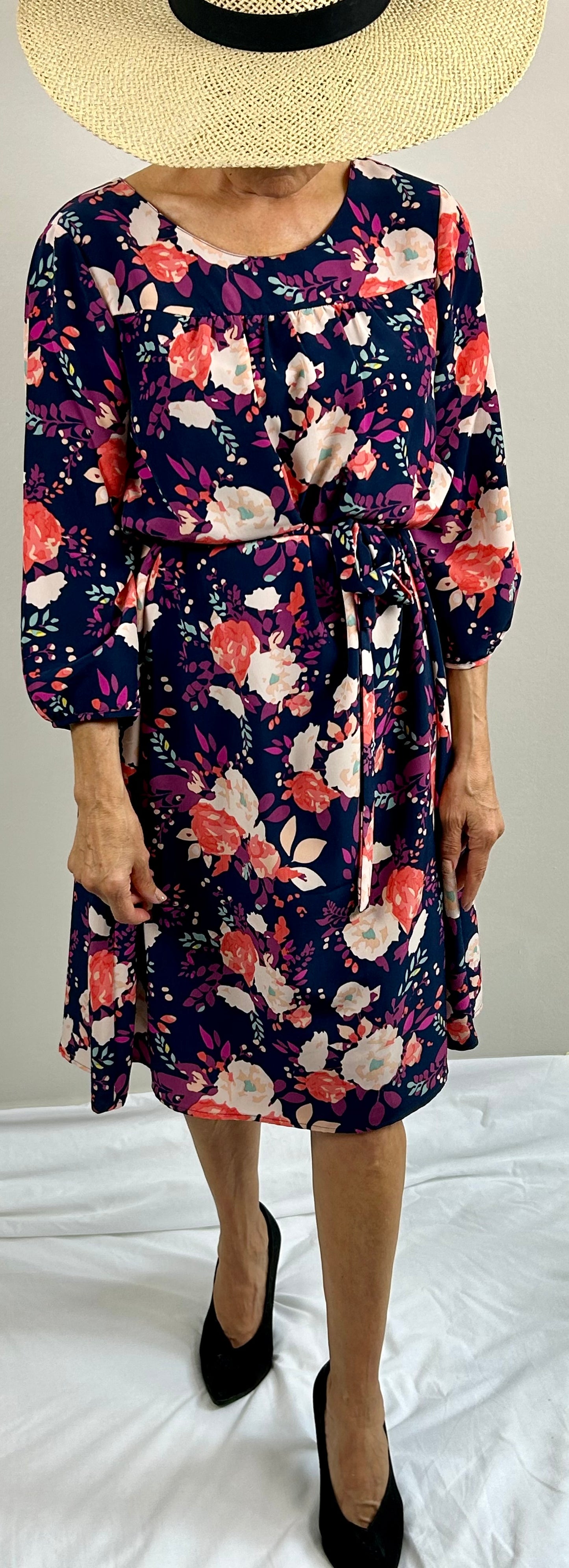 Navy Floral Dress