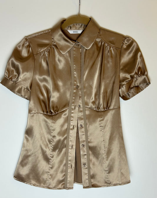 Gold M&S Satin short sleeved Blouse