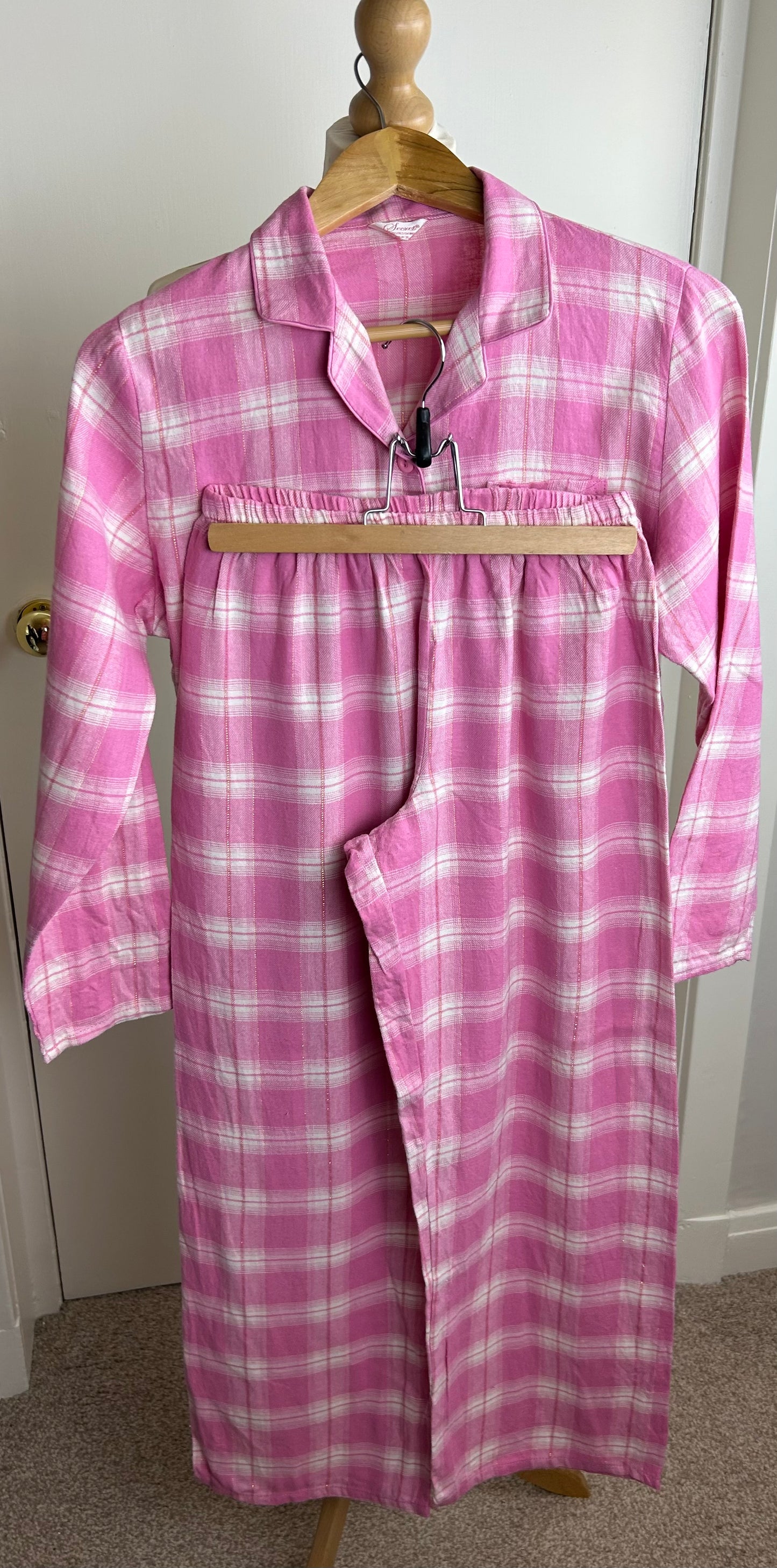 Pink Check Brushed Cotton Pyjamas/Nightwear