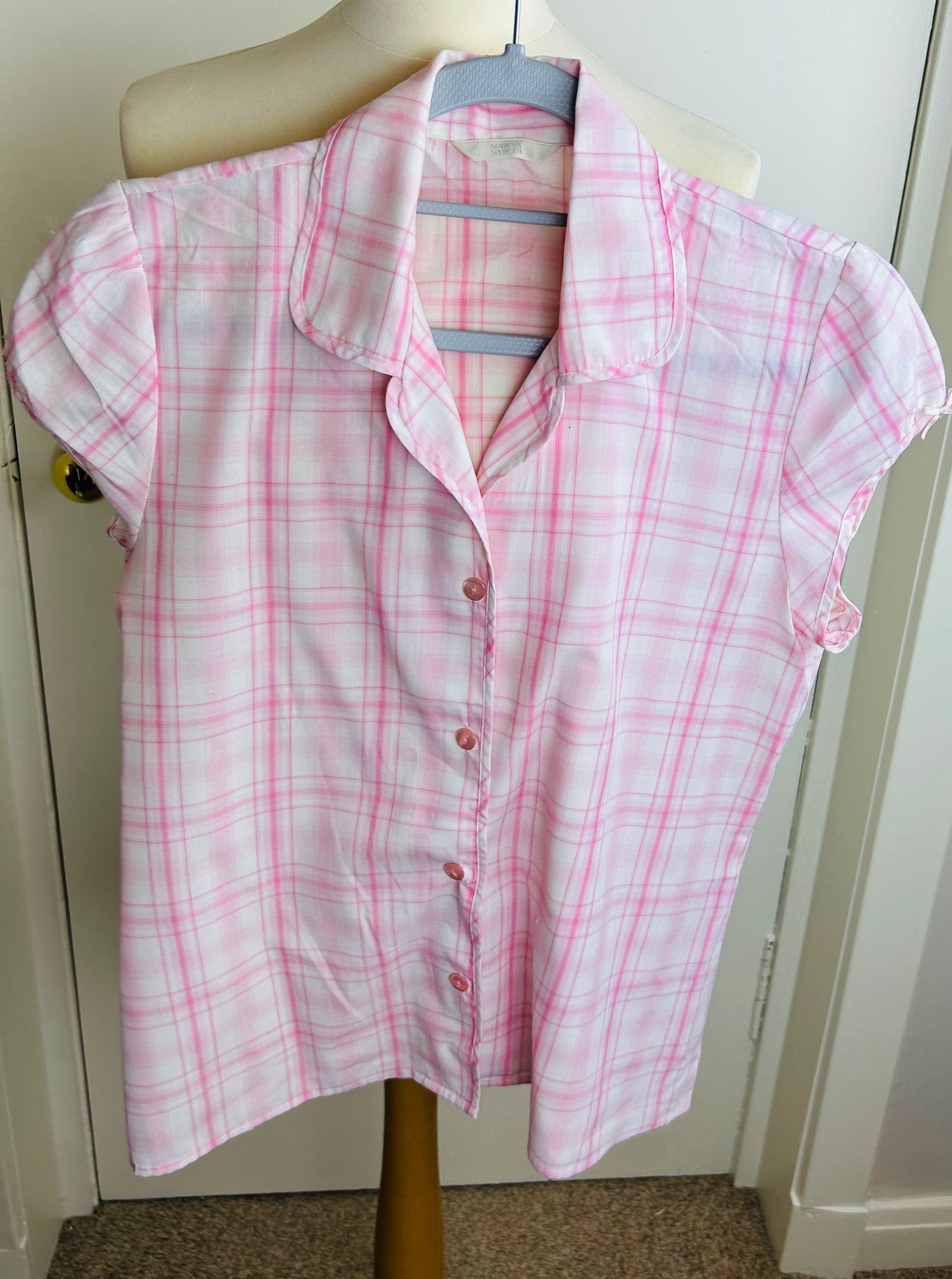 Pink M&S Check Lightweight Cotton Pyjamas/ Nightwear