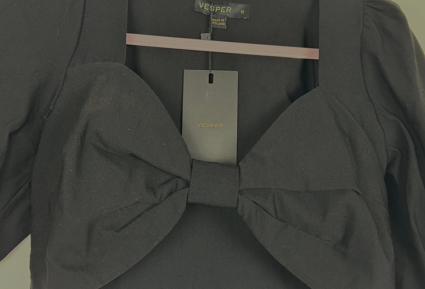 Black short top with short puffed sleeves