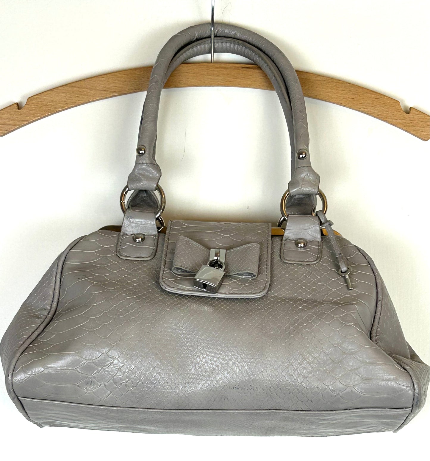 Grey Double Strap Red Herring Faux Leather Handbag