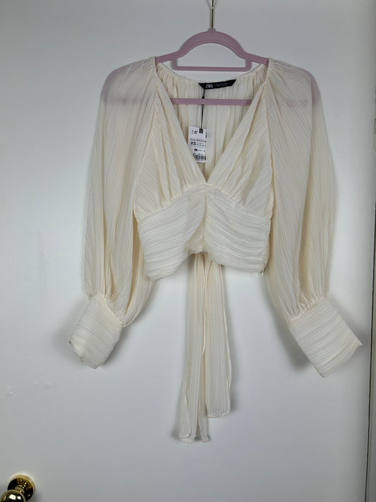Cream Zara Chiffon Blouse